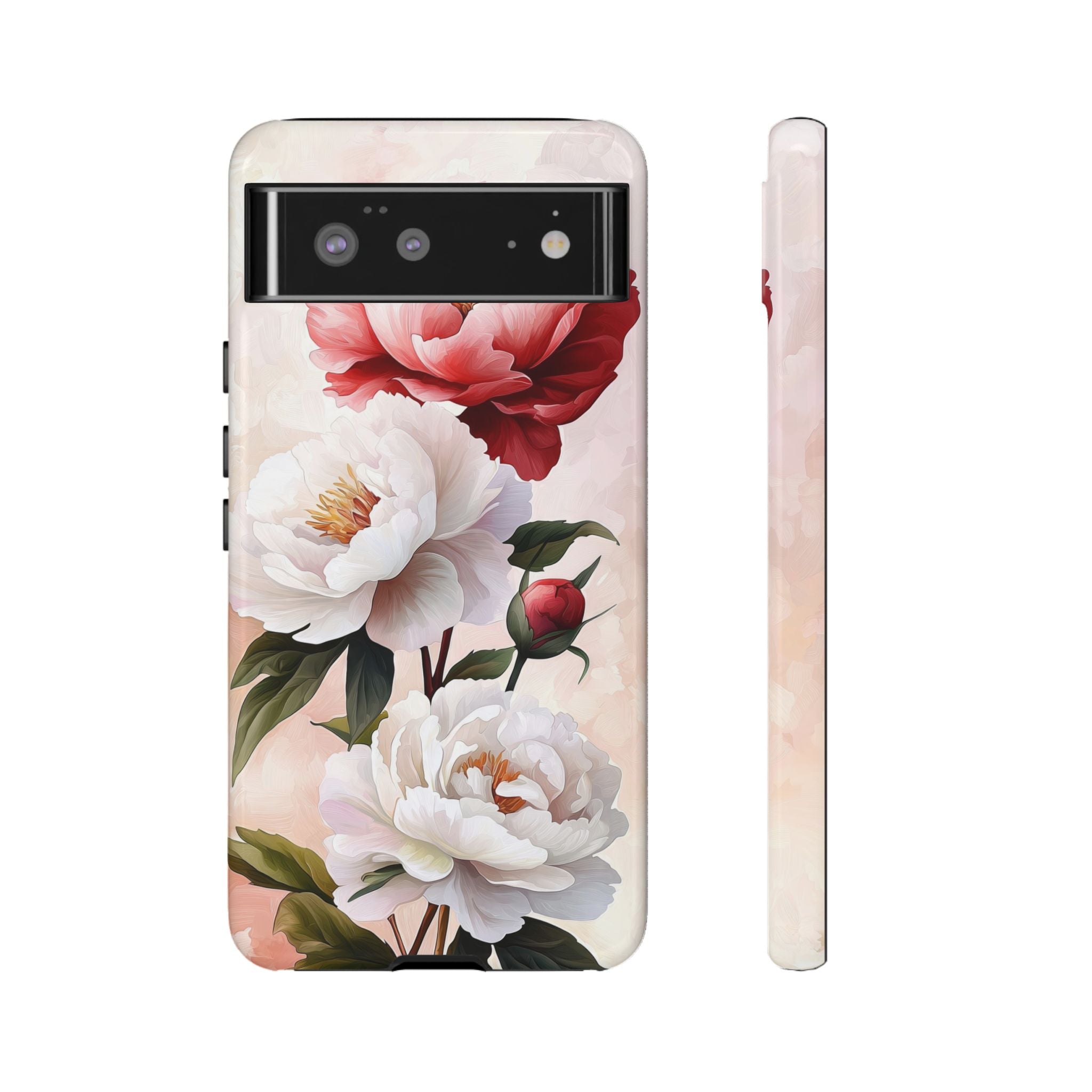 Floral Peonies Google Pixel Case | Pink & White Vintage Flower