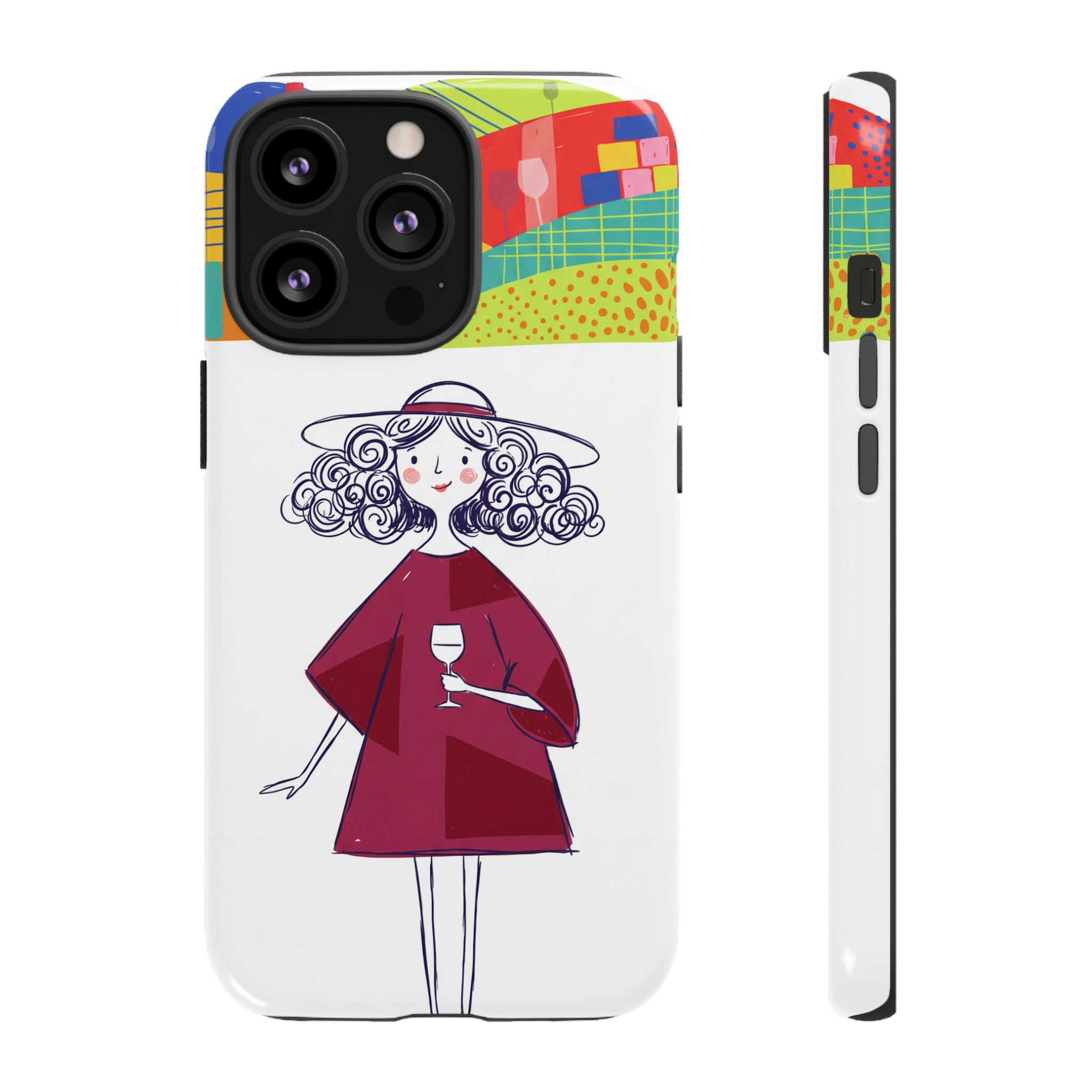 Colourful Artistic Wine Lady iPhone Case