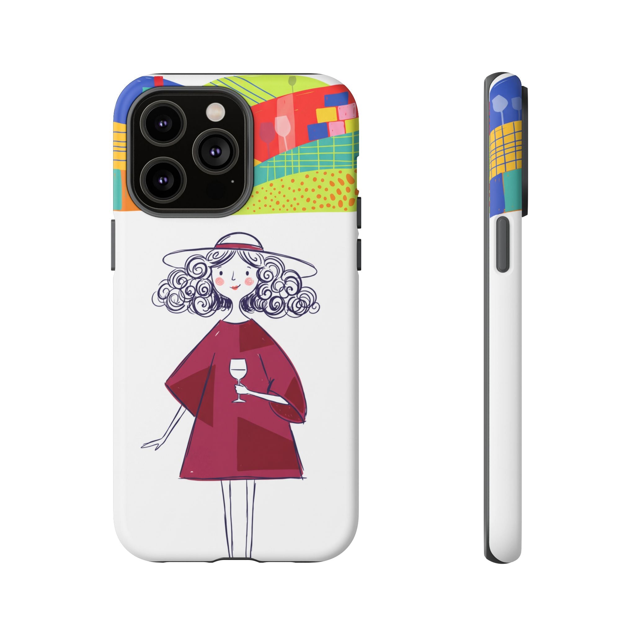 Colourful Artistic Wine Lady iPhone Case