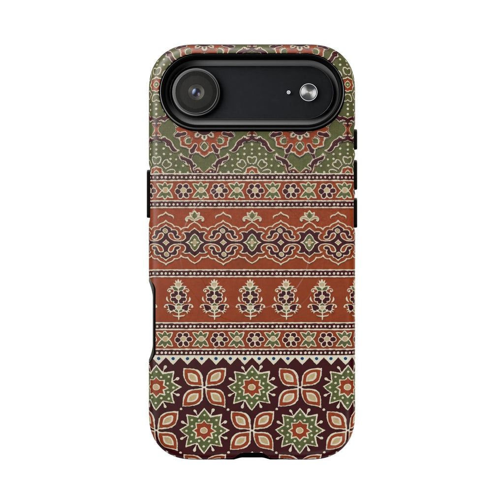 Batik Floral Protective Tough MagSafe iPhone Case