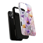 Floral Watercolour Tough iPhone Case | Purple & Yellow Wildflowers