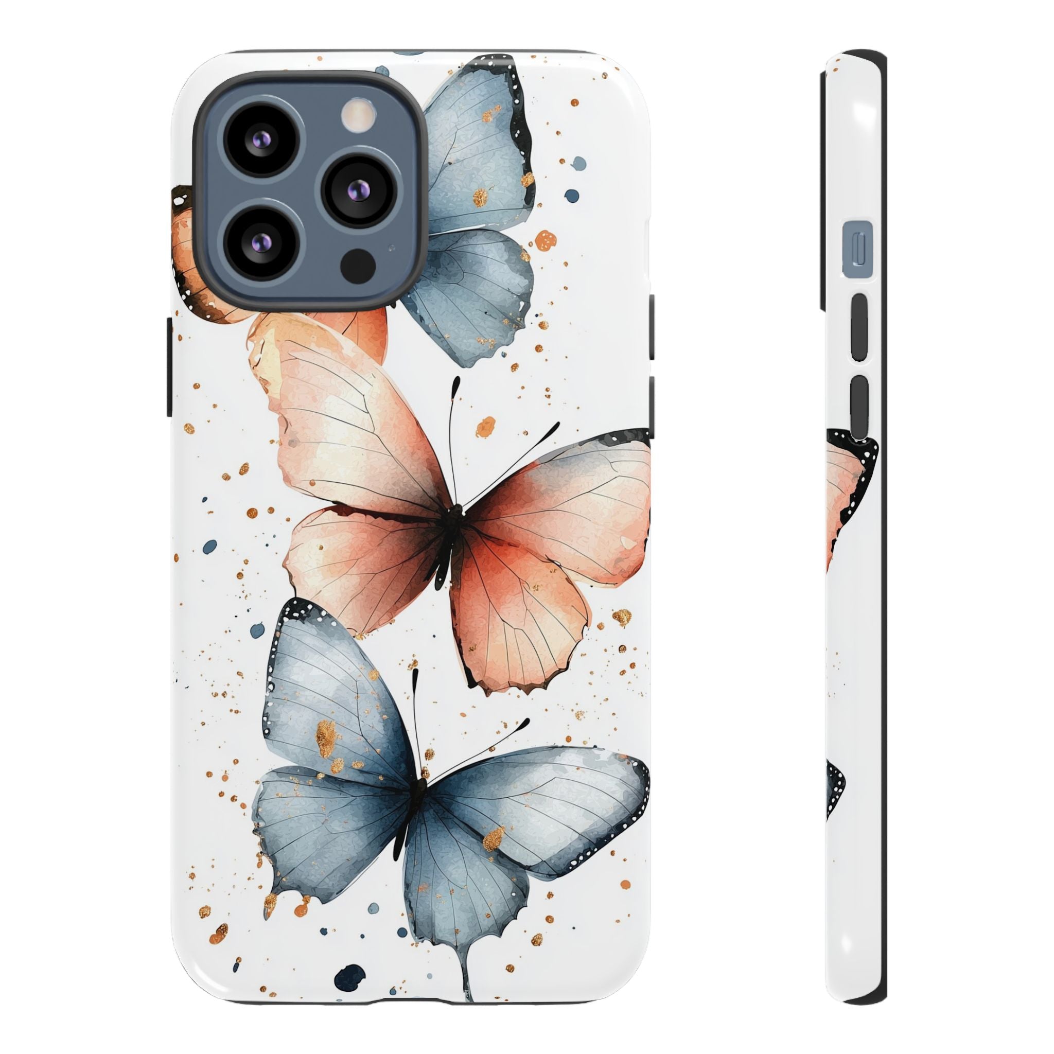 Watercolour Blue & Peach Butterfly Tough iPhone Case