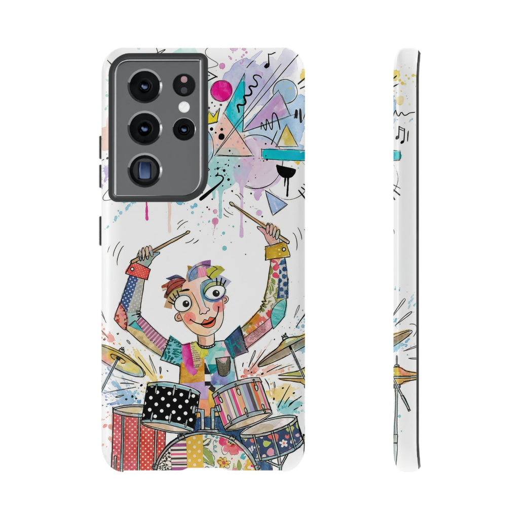 Drummer Boy Samsung Galaxy Phone Case | Colorful Cartoon Drum Kit Protective Cover