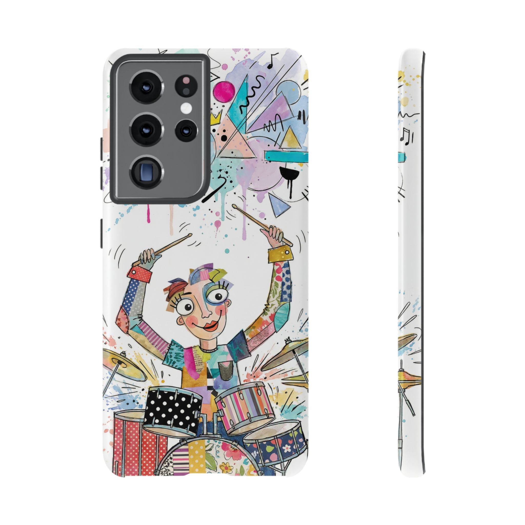 Drummer Boy Samsung Galaxy Phone Case | Colorful Cartoon Drum Kit Protective Cover