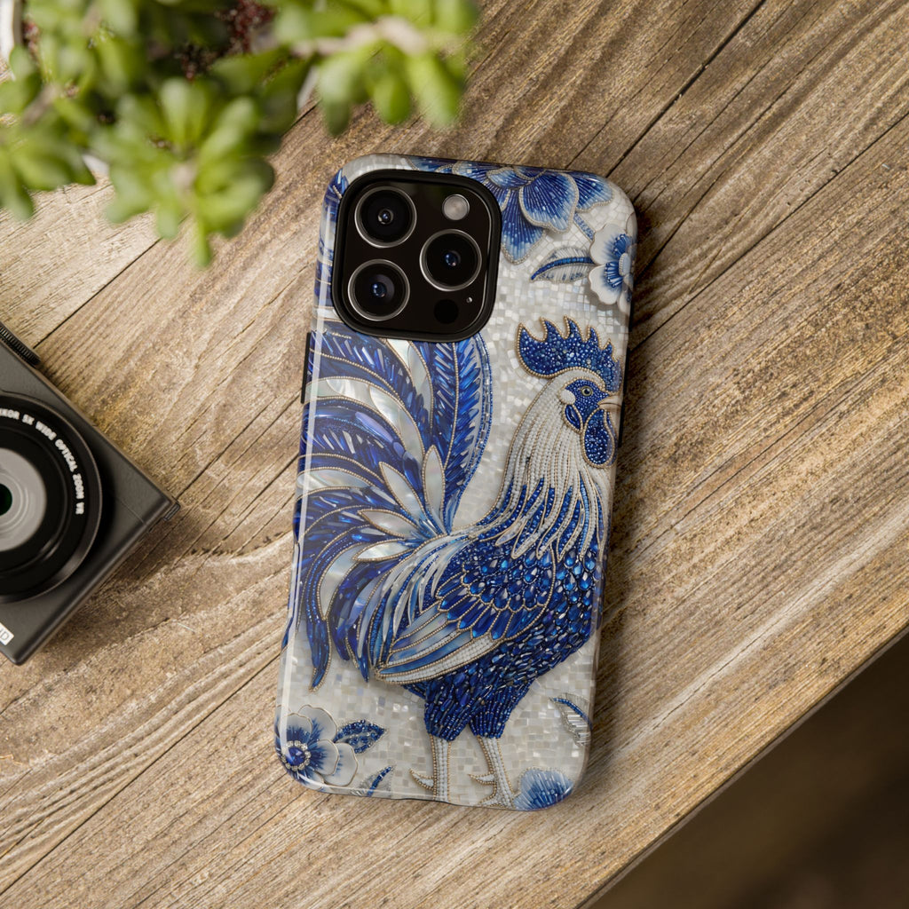 Asian Zodiac Rooster iPhone Case | Blue & White Porcelain Slim Shockproof Case | Year of the Rooster Gift