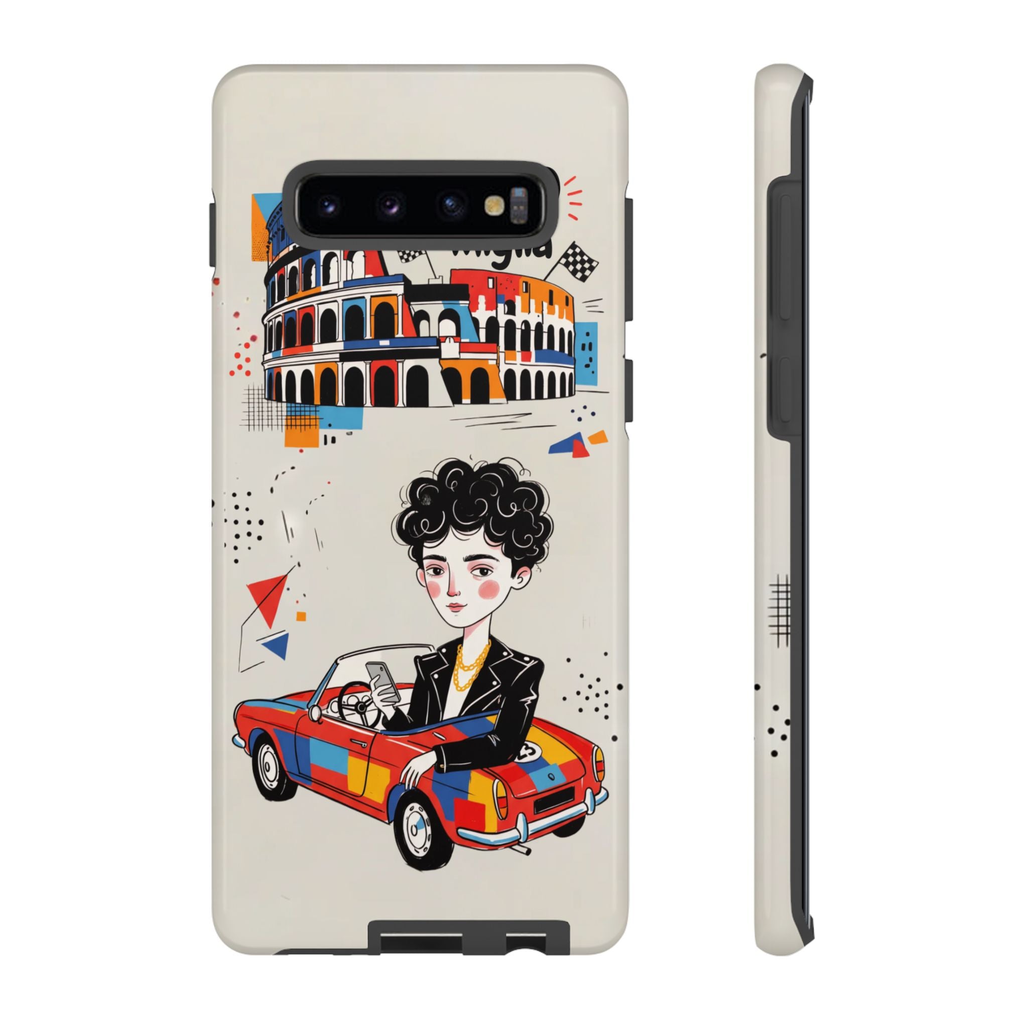 Retro Mille Miglia Car Illustration with Driver Samsung Galaxy Phone Case