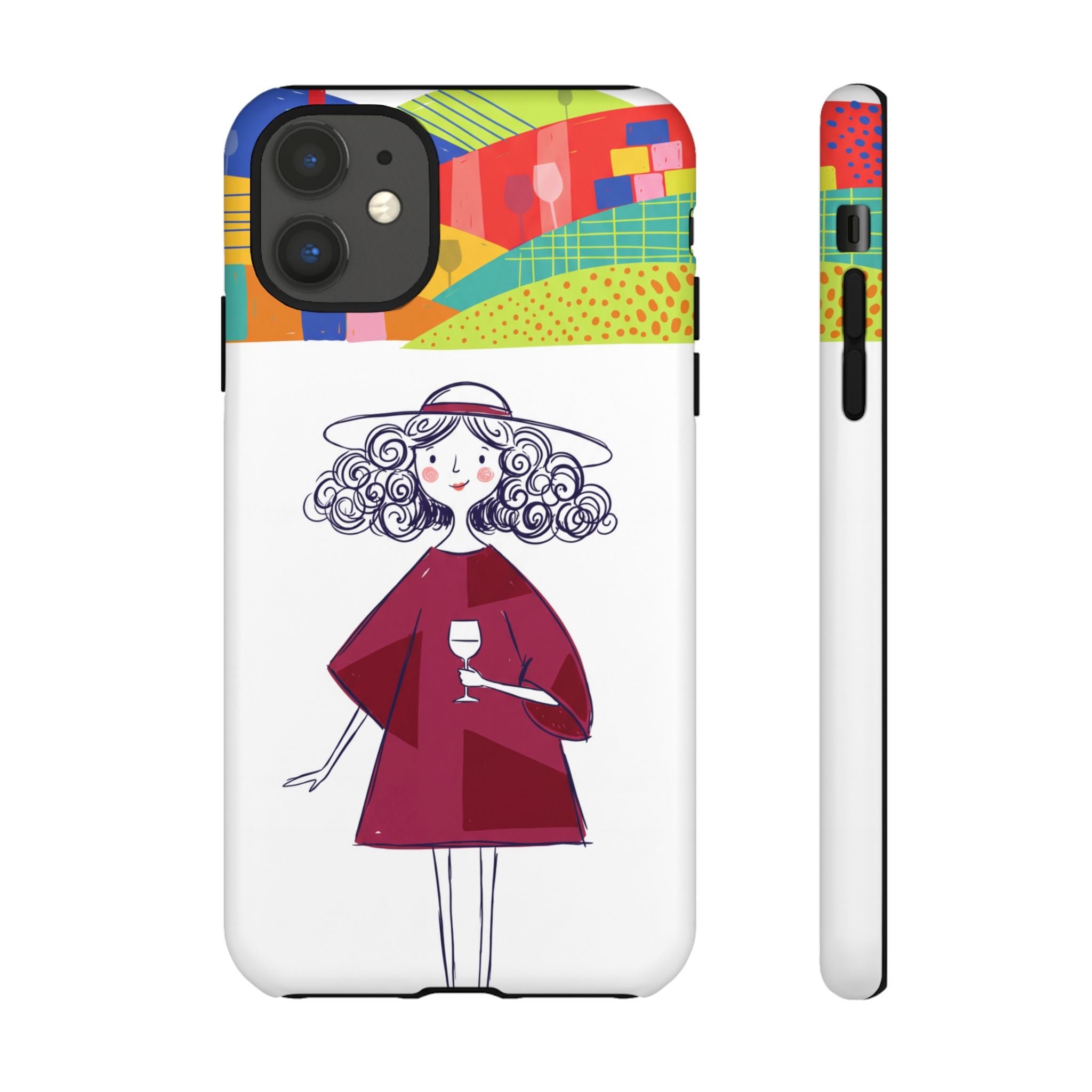 Colourful Artistic Wine Lady iPhone Case