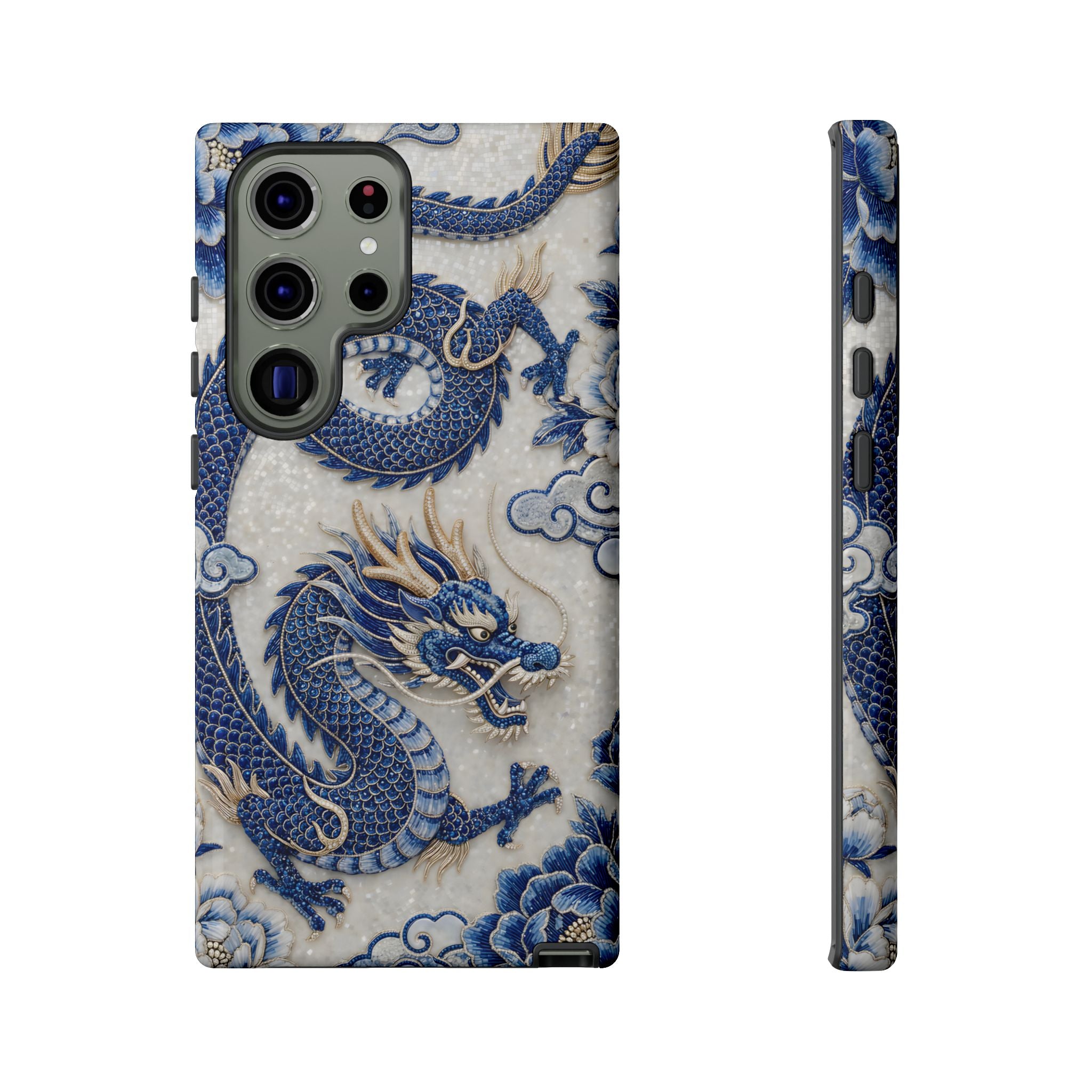 Asian Zodiac Dragon Samsung Galaxy Phone Case V2 | Blue & White Porcelain Luxury Protective Case | Year of the Dragon Gift