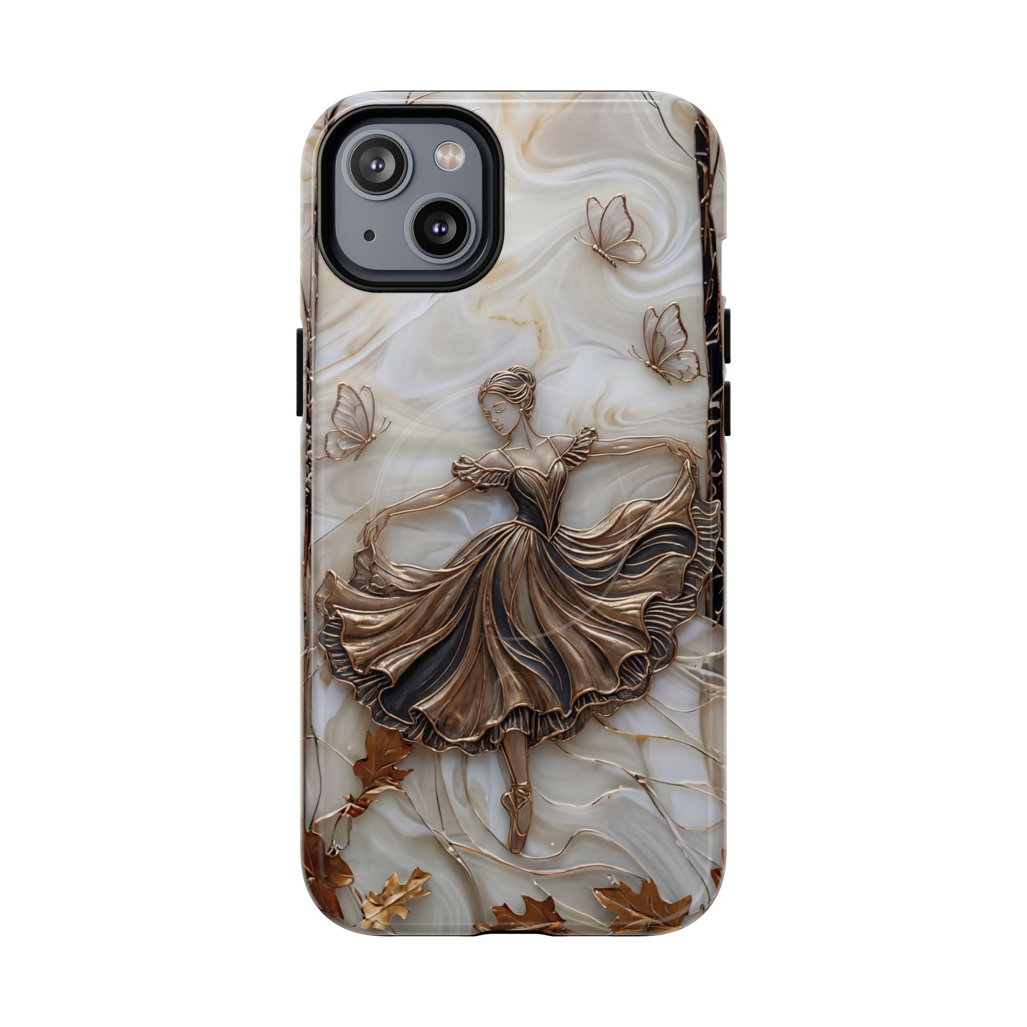Ballet Dancer Tough MagSafe iPhone Case — Elegant Swirl Art Protective Cover