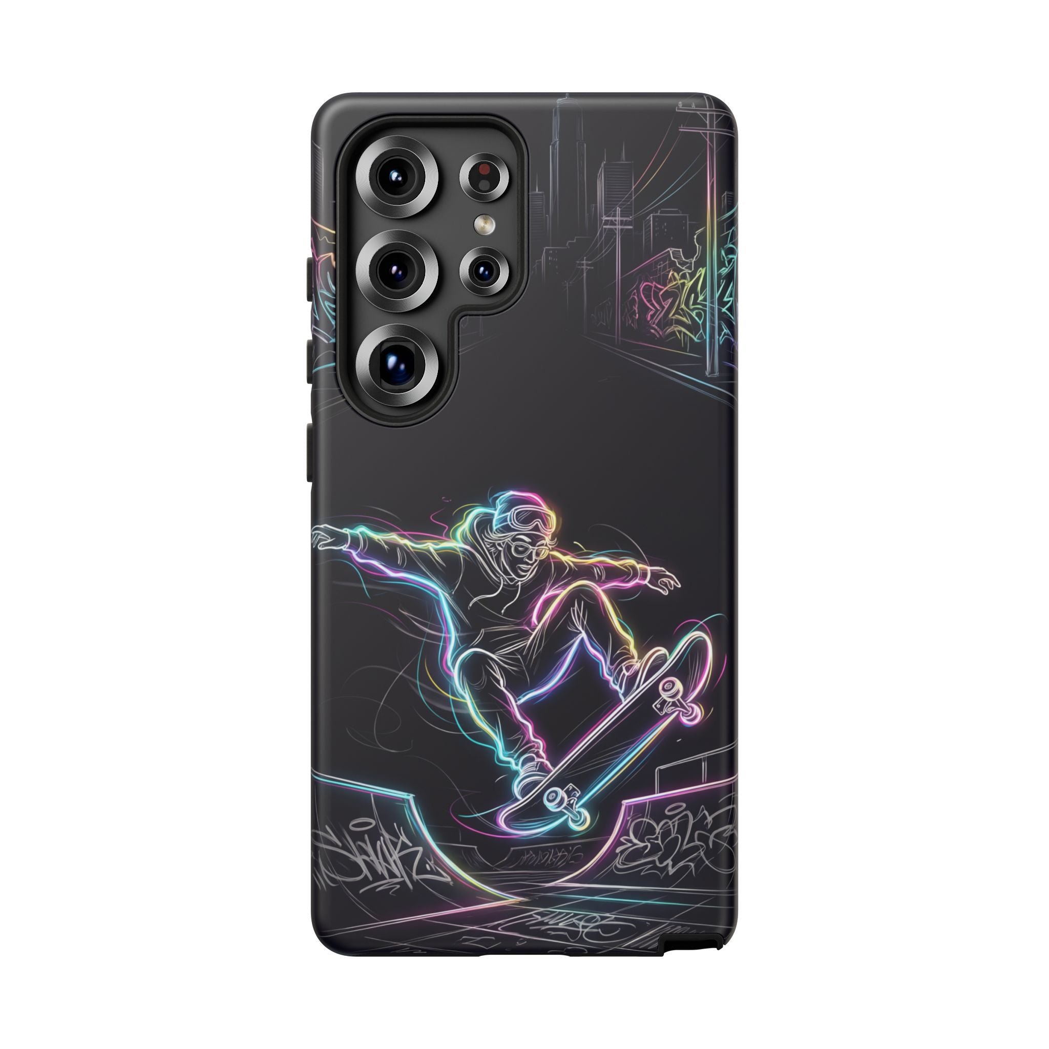 Neon Skateboard Samsung Galaxy Phone Case | Glow Skatepark Protective Cover