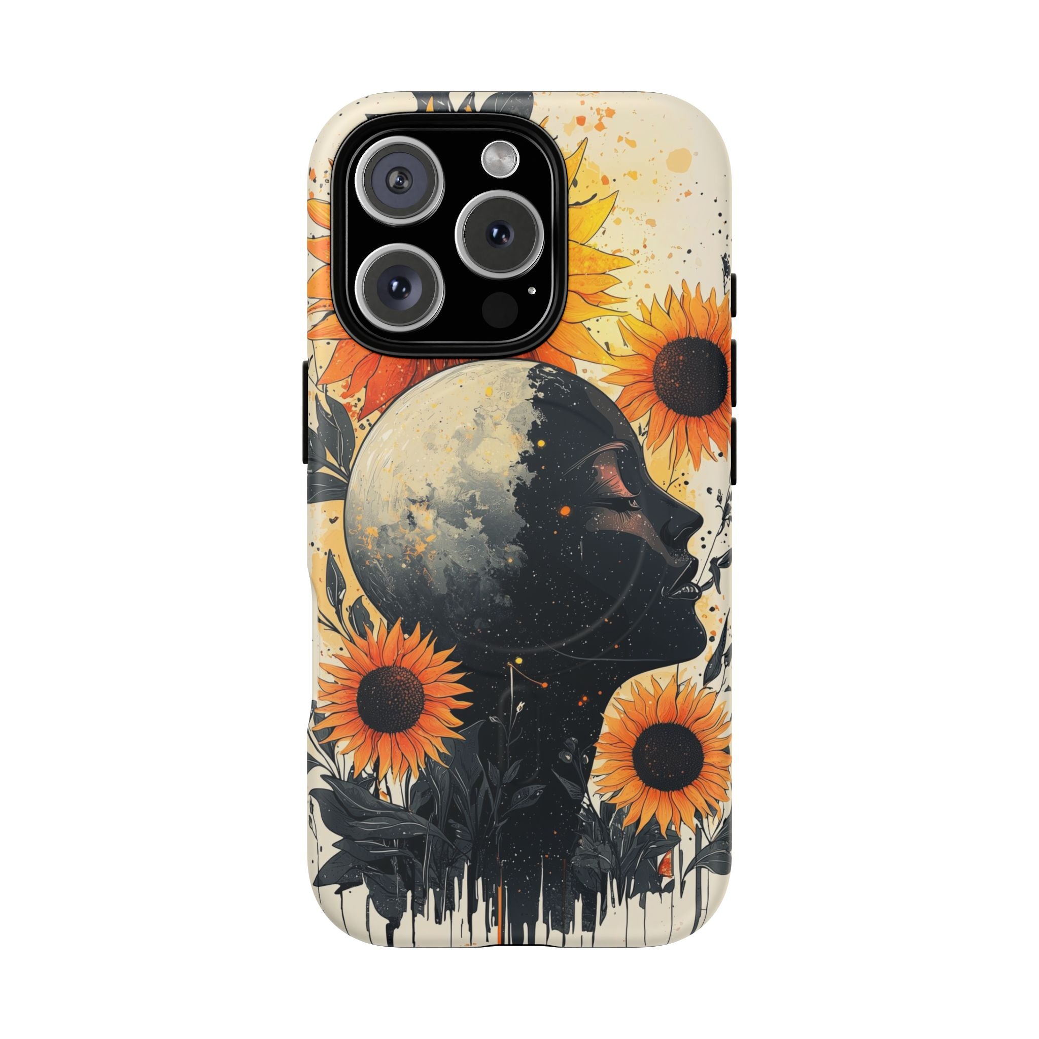 Custodia MagSafe per iPhone Sunflower Moon Art | Floreale Celeste