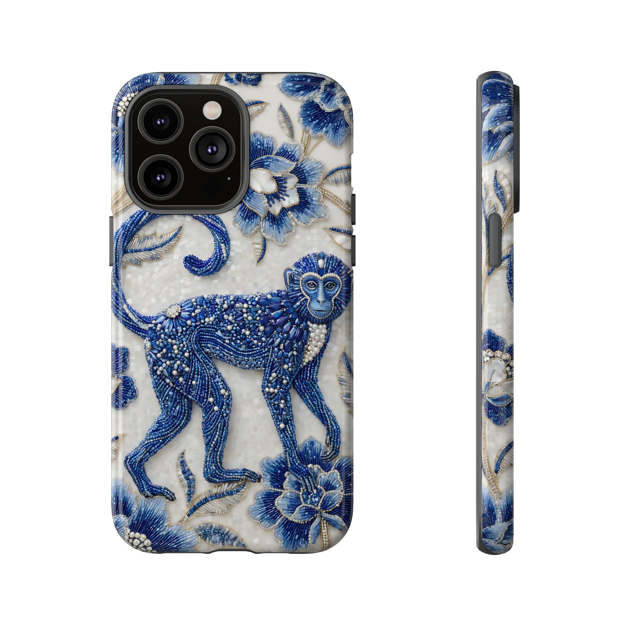 Asian Zodiac Monkey iPhone Case | Blue & White Porcelain Art Protective Case | Year of the Monkey Gift