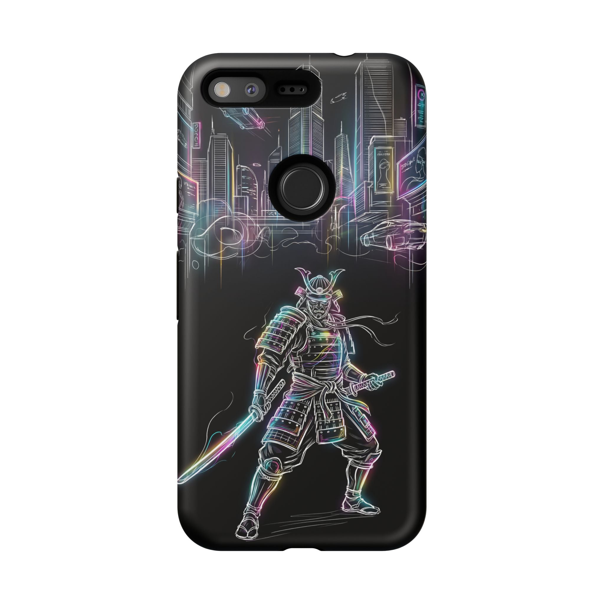 Neon Samurai Google Pixel Phone Case | Cyberpunk City Armor