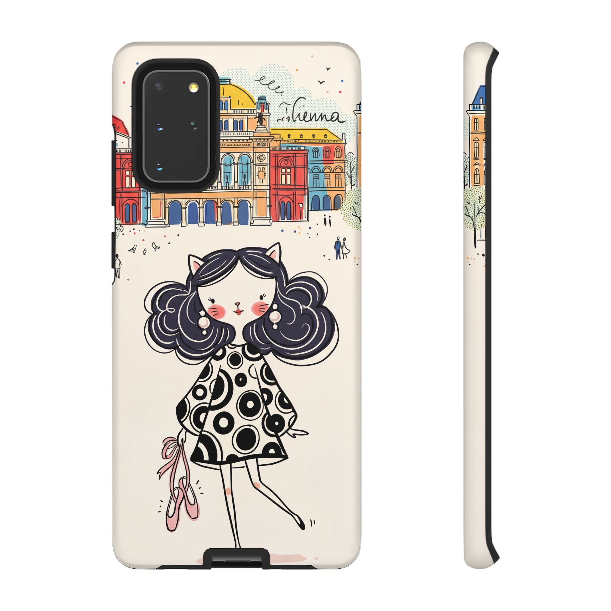Cute Parisian Cat Girl Samsung galaxy Phone Case | Ballet Slippers Illustration Tough Case