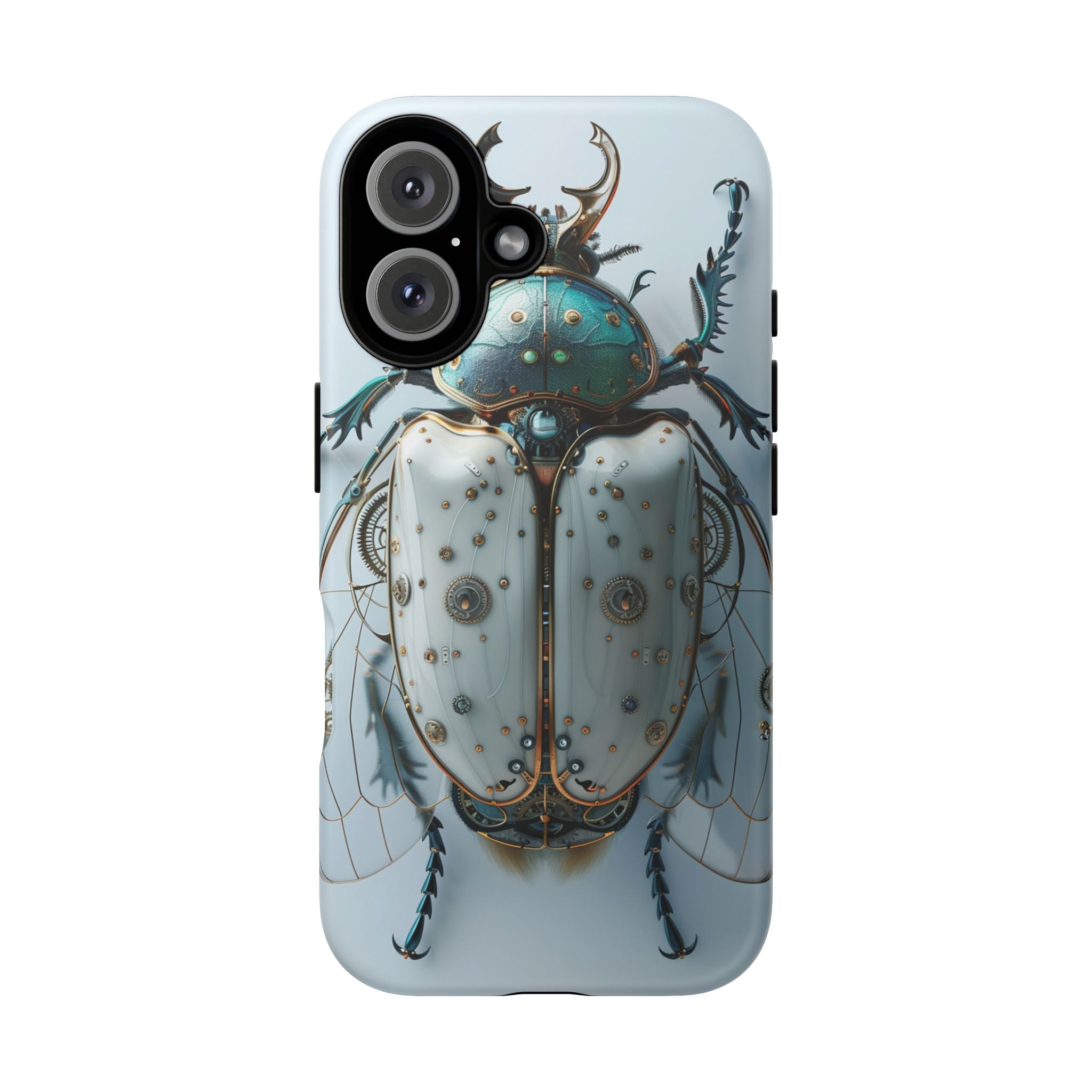 Steampunk White Beetle Protective Tough iPhone Case