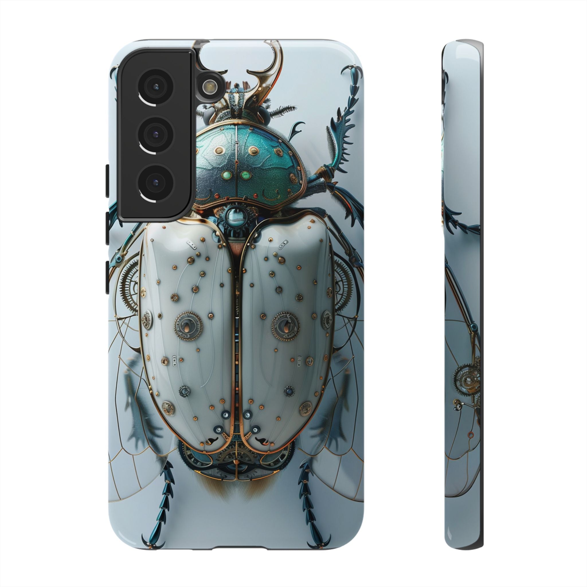 Steampunk White Beetle Protective Tough Samsung Galaxy Case