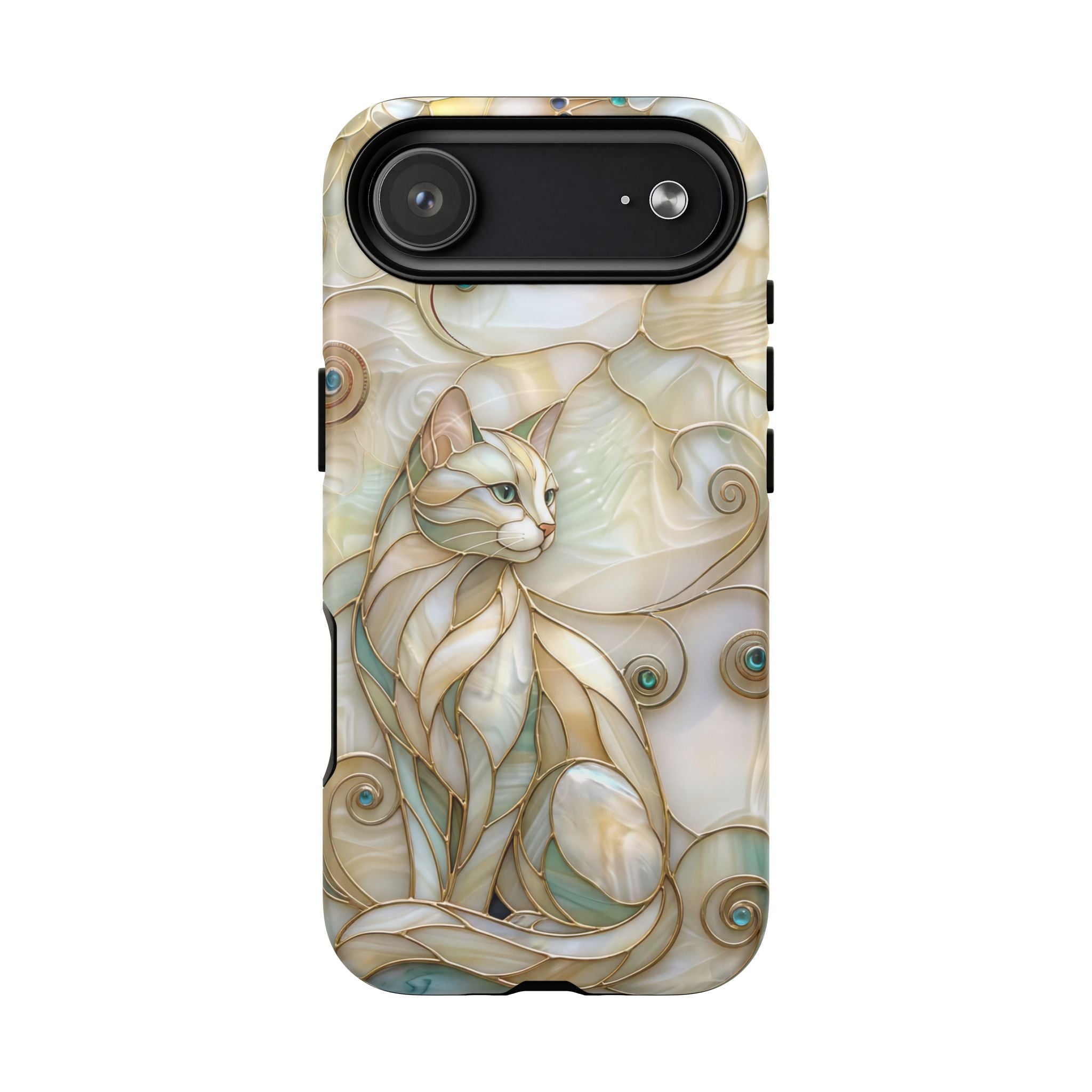 Art Nouveau Cat Phone Case | Elegant Stained-Glass Style Tough MagSafe Case