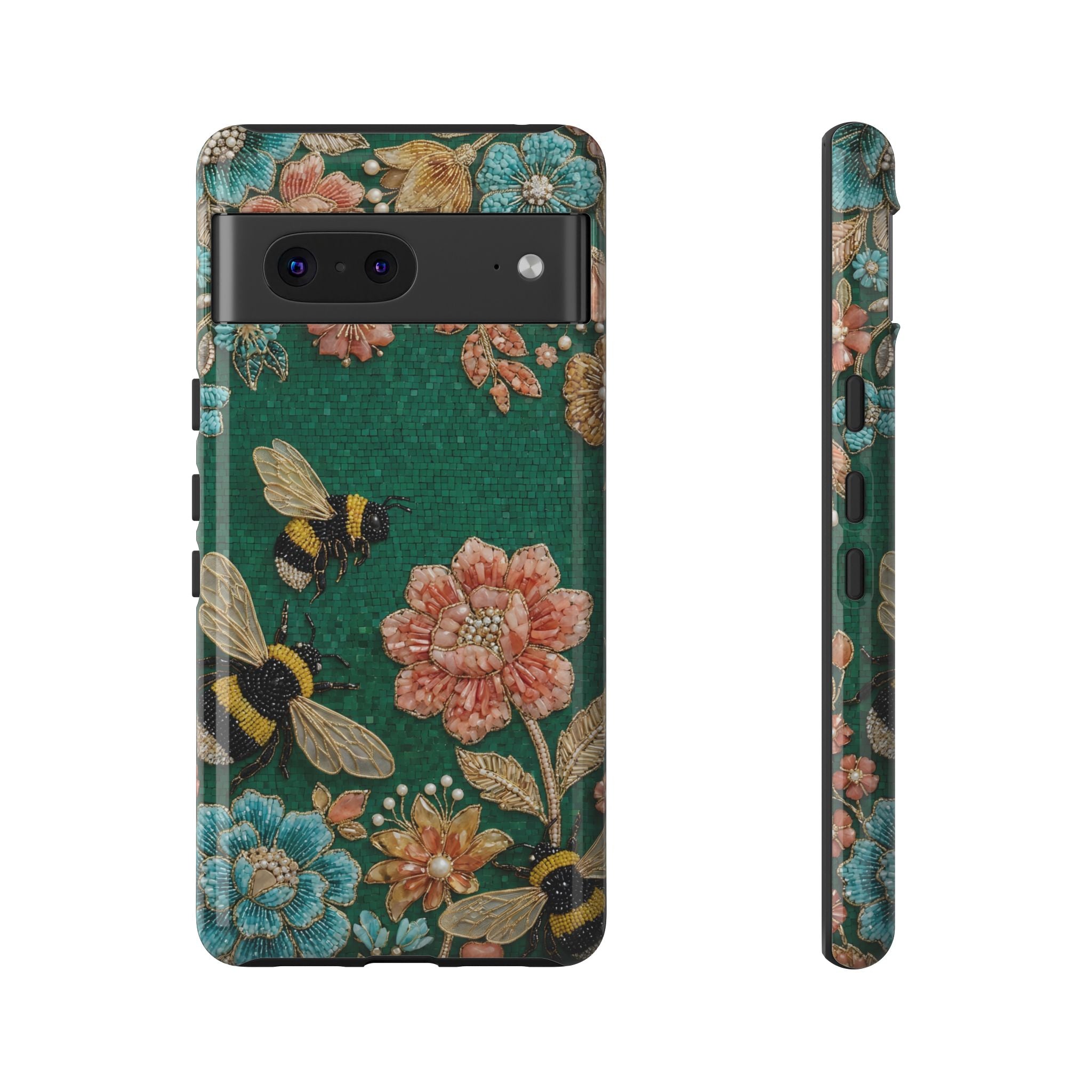 Floral Bumblebee Tough Google Pixel Phone Case | Protective Botanical Phone Cover