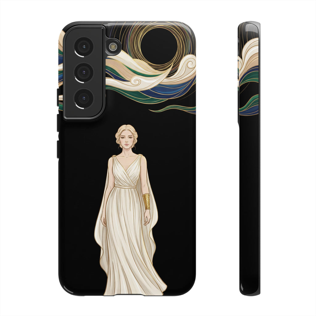 Art Nouveau Goddess Samsung Galaxy Phone Case | Elegant Woman Illustration on Black