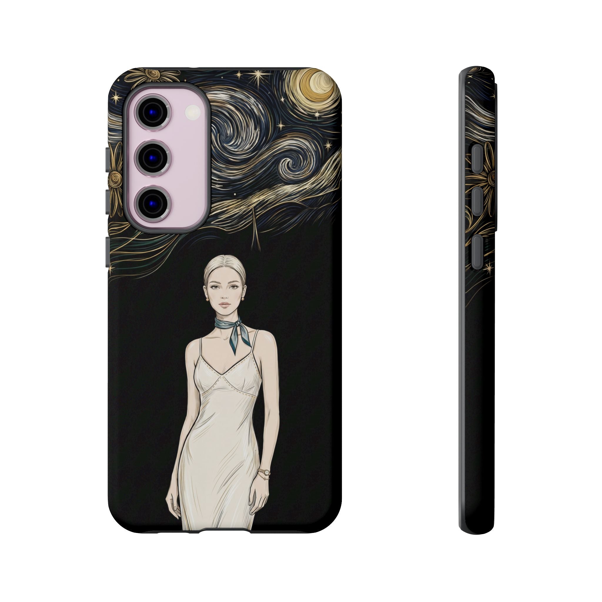 Starry Night Fashion Samsung Galaxy Phone Case | Elegant Woman Illustration