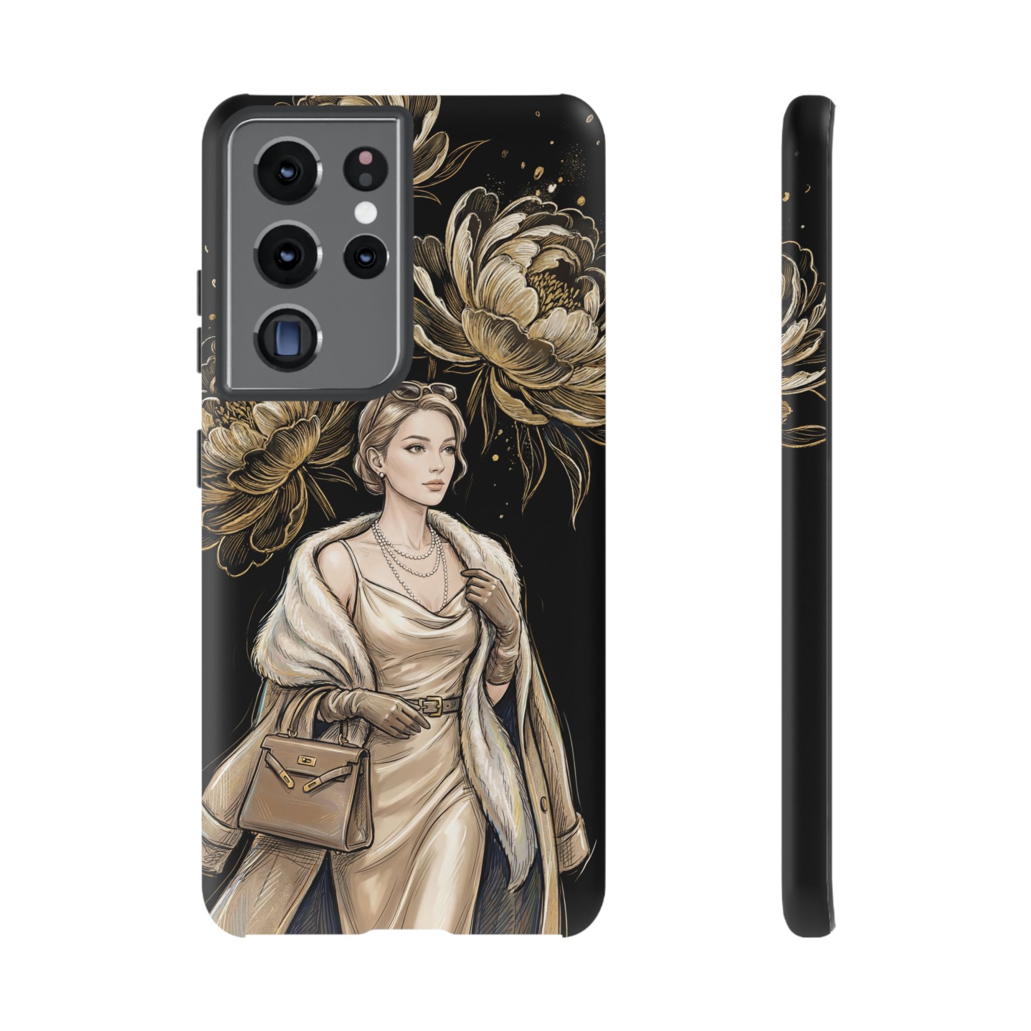 Elegant Vintage Lady Floral Samsung Galaxy Phone Case | Chic Protective Cover for Women