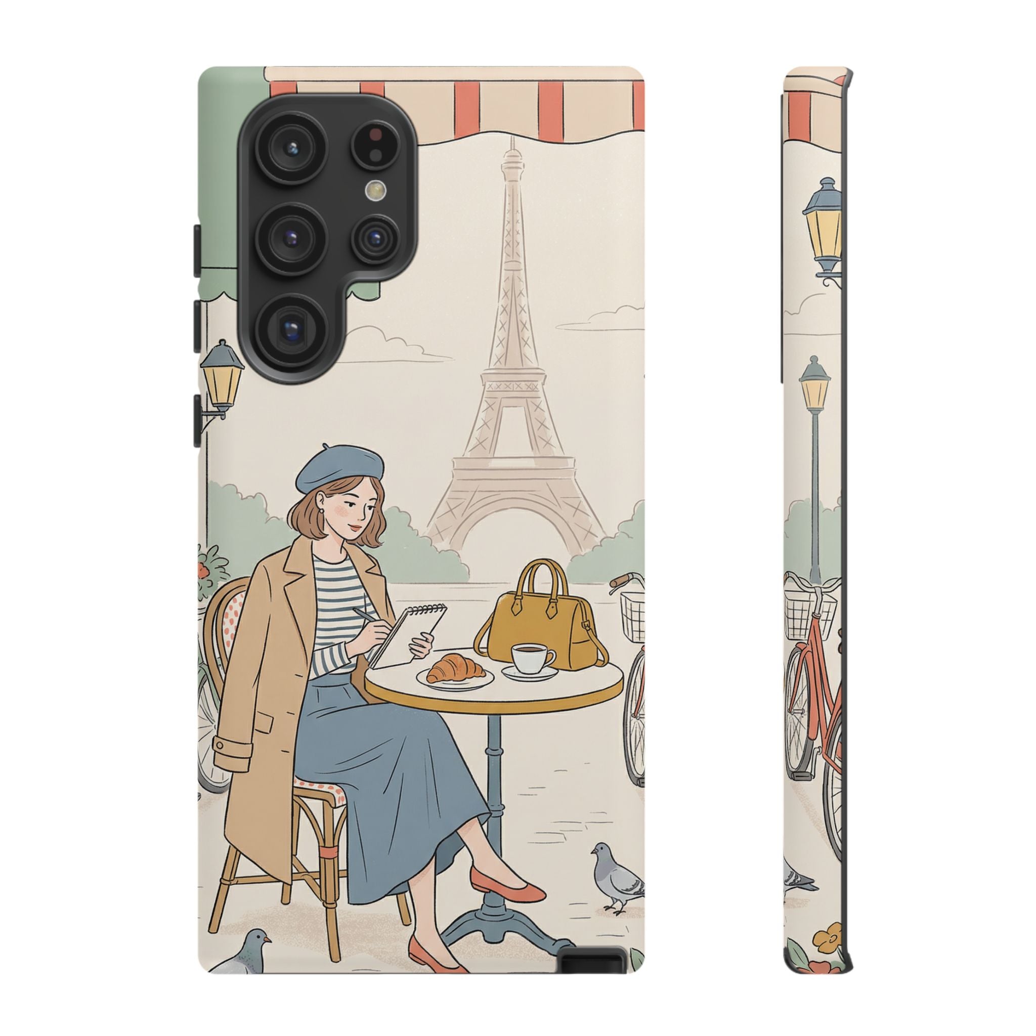 Paris Cafe Samsung Galaxy Phone Case | Cute Vintage Eiffel Tower Travel