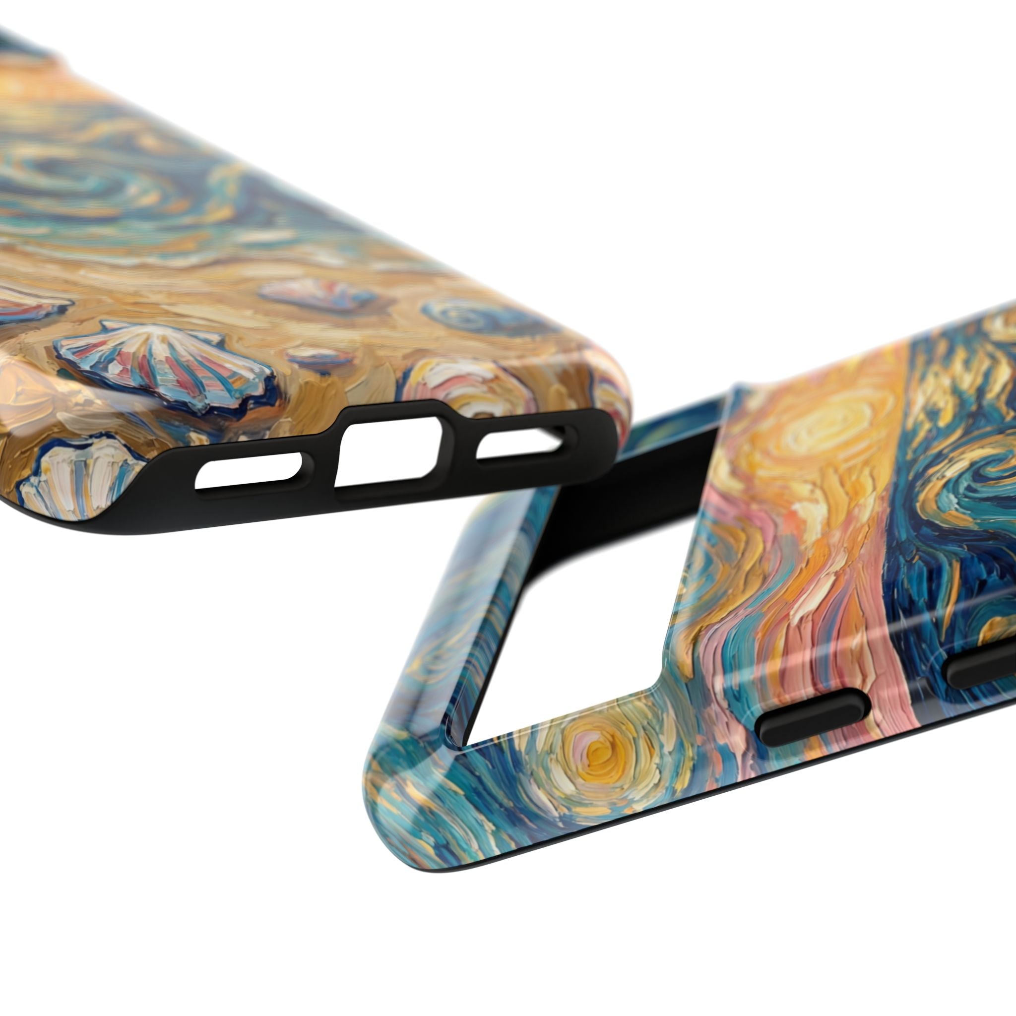 Sea Sunset Google Pixel Case — Van Gogh‑Style Beach Waves with Shells