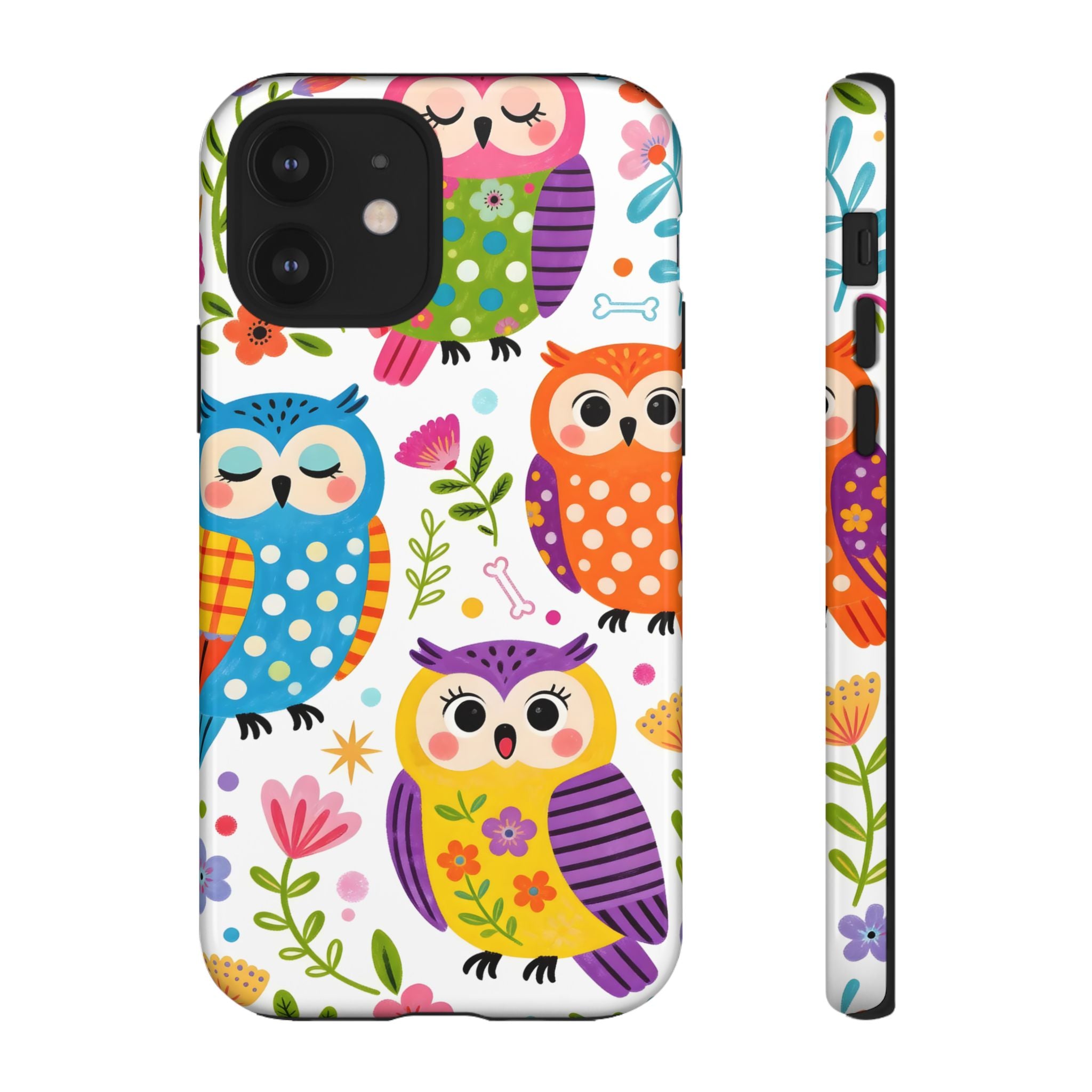 Cute Colorful Owls iPhone Case | Cute Owl Pattern Tough Case