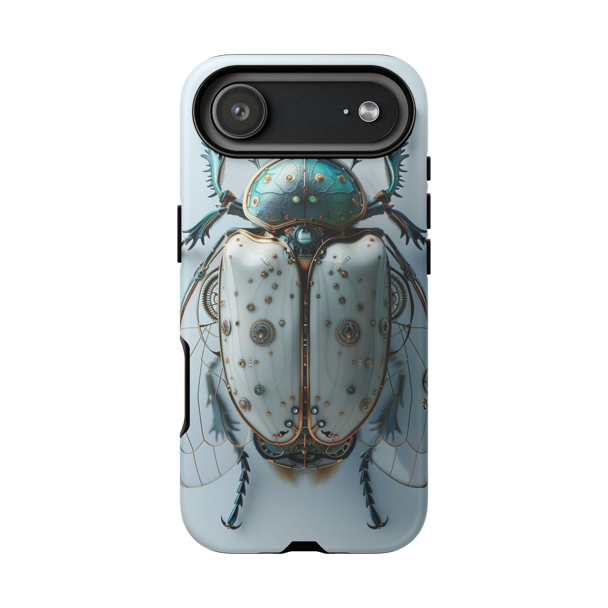 Steampunk White Beetle Protective Tough iPhone Case