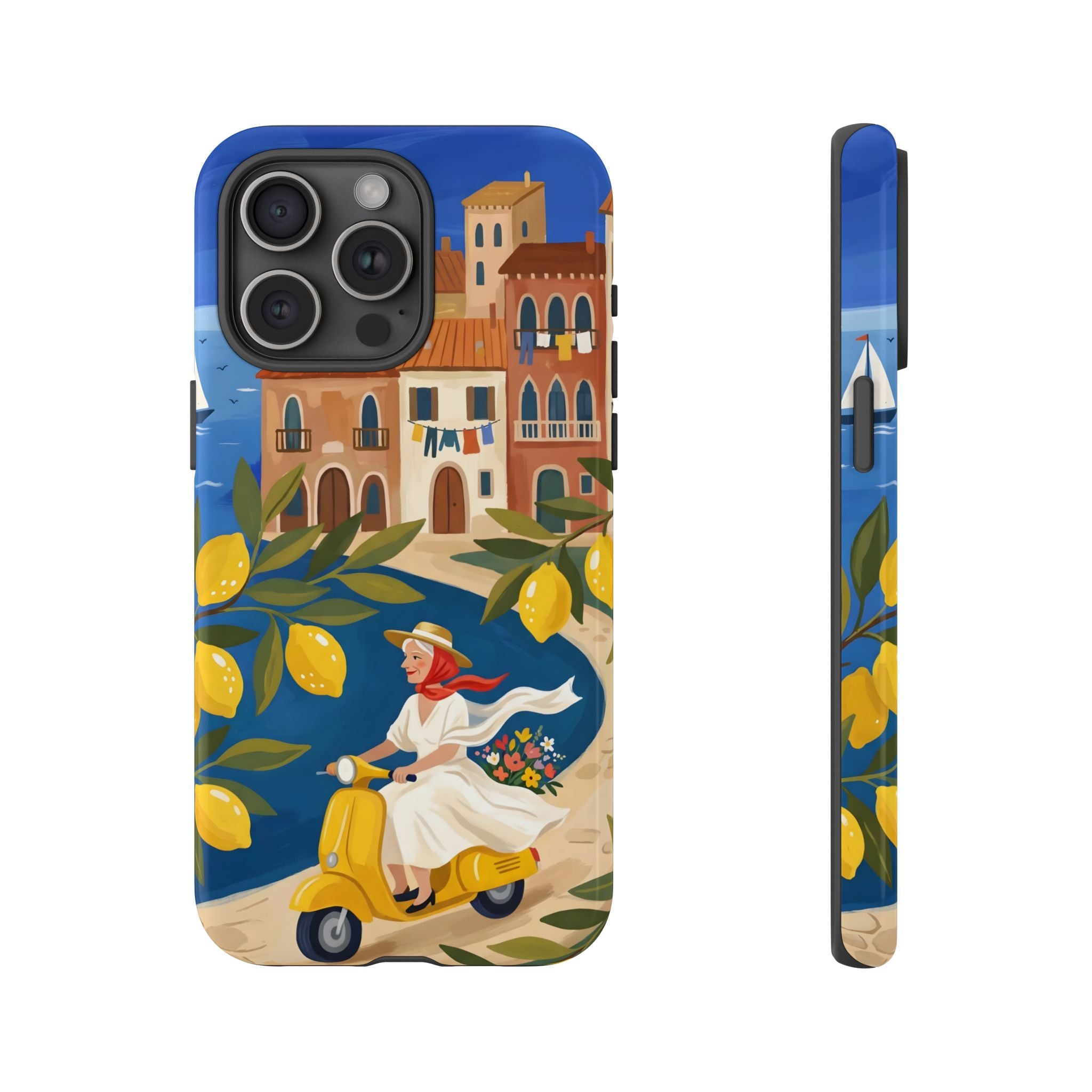 Lemon Coast Scooter iPhone Case | Mediterranean Vespa Travel Design