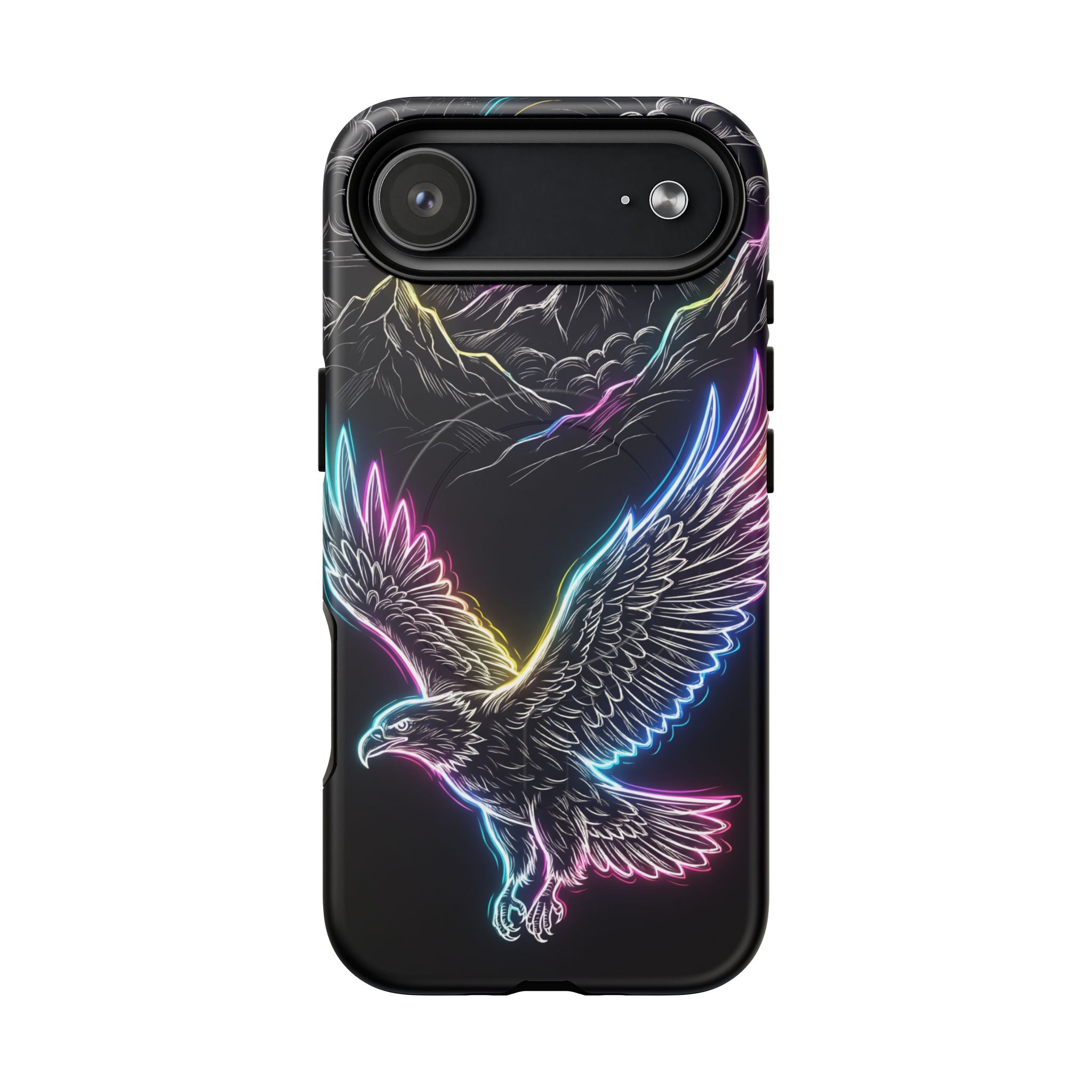 Neon Eagle MagSafe iPhone Case with Mountain Design