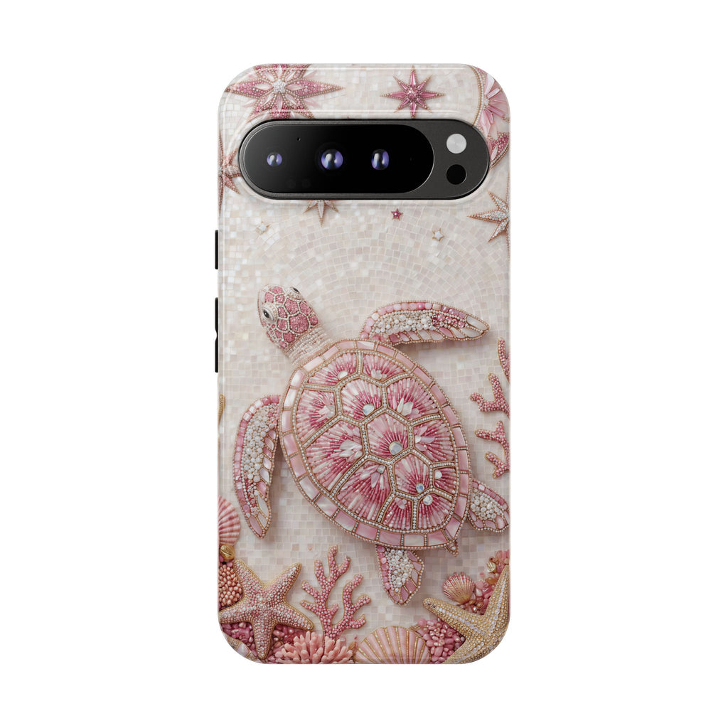 Pink Sea Turtle Shell Beachy Protective Google Pixel Phone Case Cover