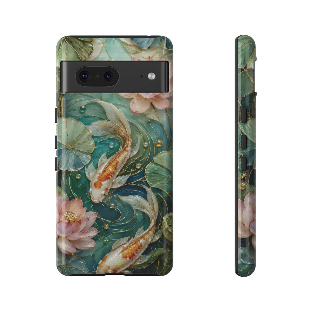 Koi Fish Google Pixel Phone Case | Lotus Pond Art Cover