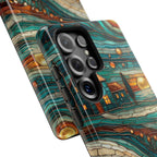 Artistic Sunset Cottage Samsung Galaxy Case | Whimsical Floral Landscape Protective Cover