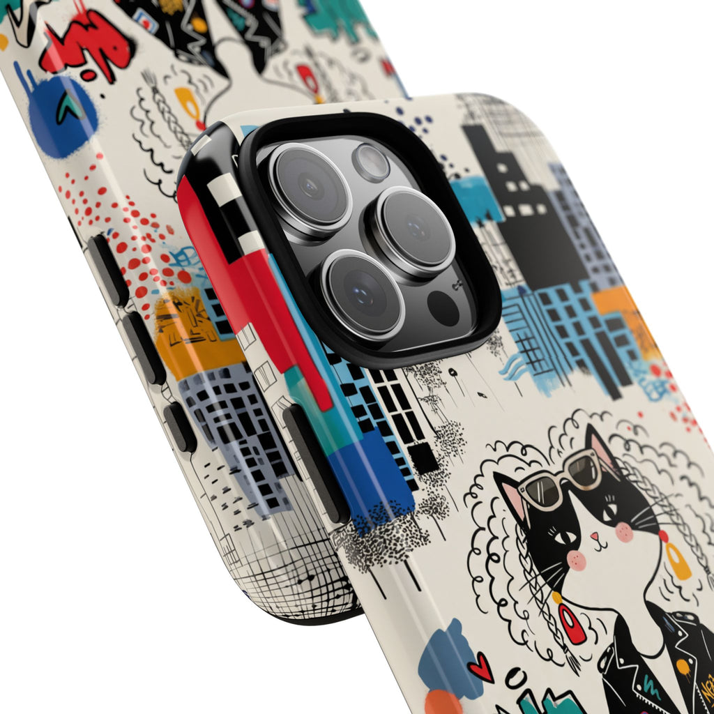 Punk City Cat Graffiti Design iPhone Case