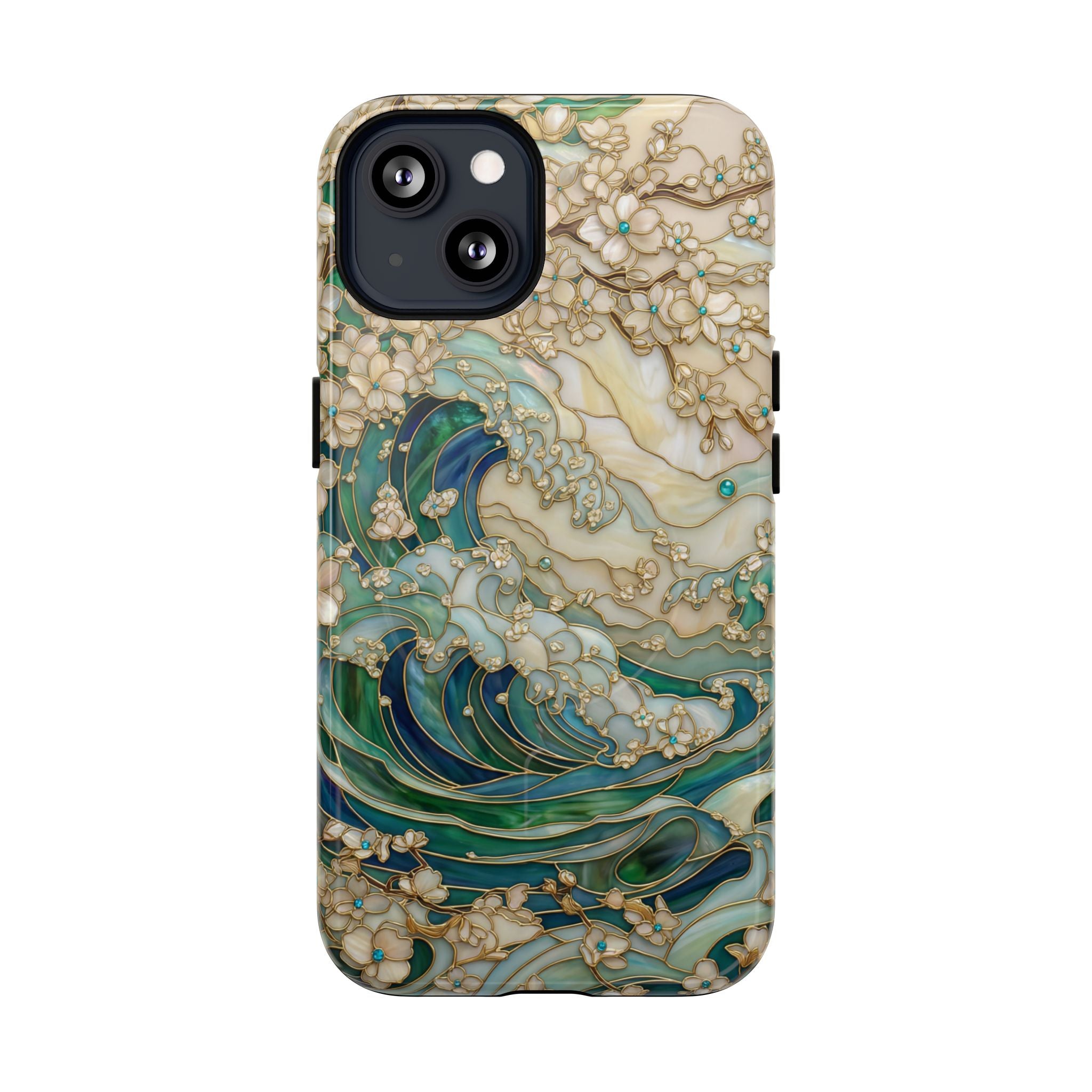 Custodia MagSafe per iPhone Ocean Wave — Custodia resistente con design artistico color acquamarina