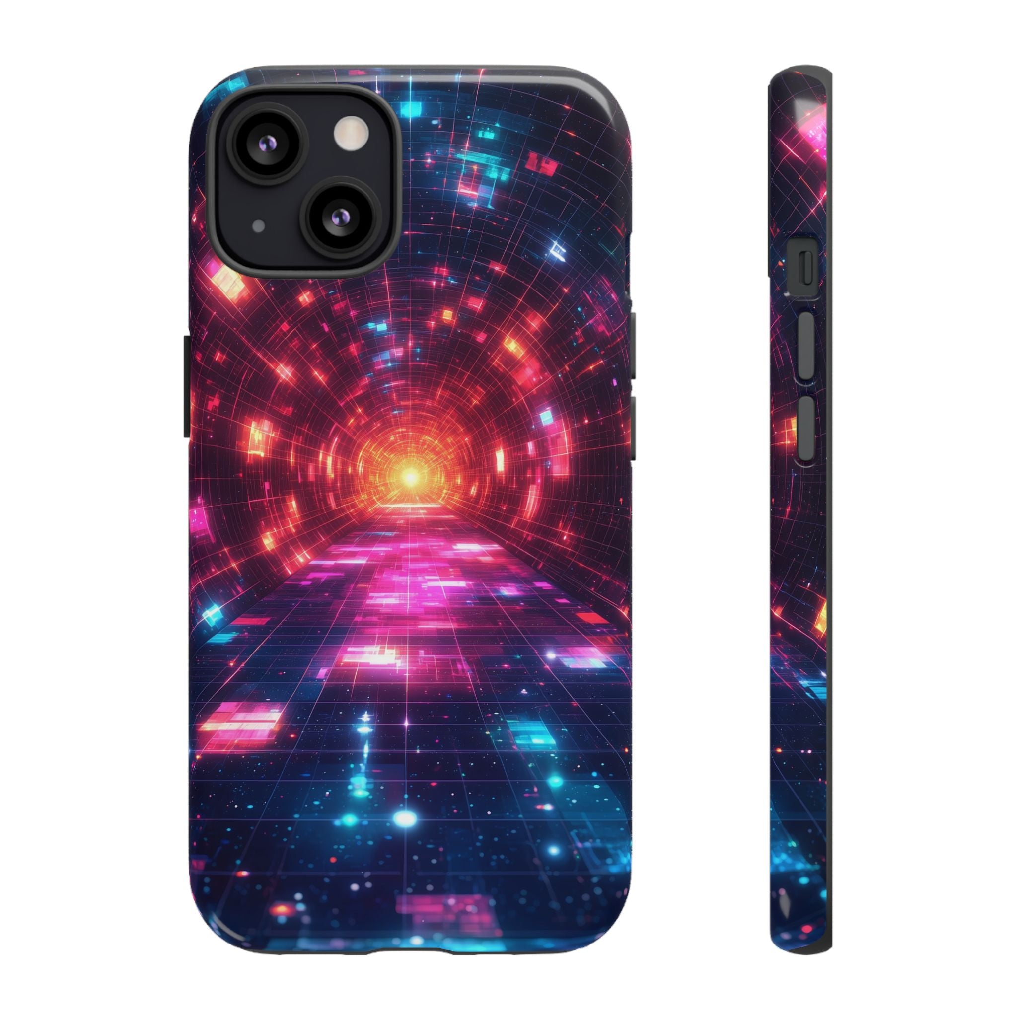 Neon Tunnel Tough iPhone Case — Retro Futuristic Galaxy Design