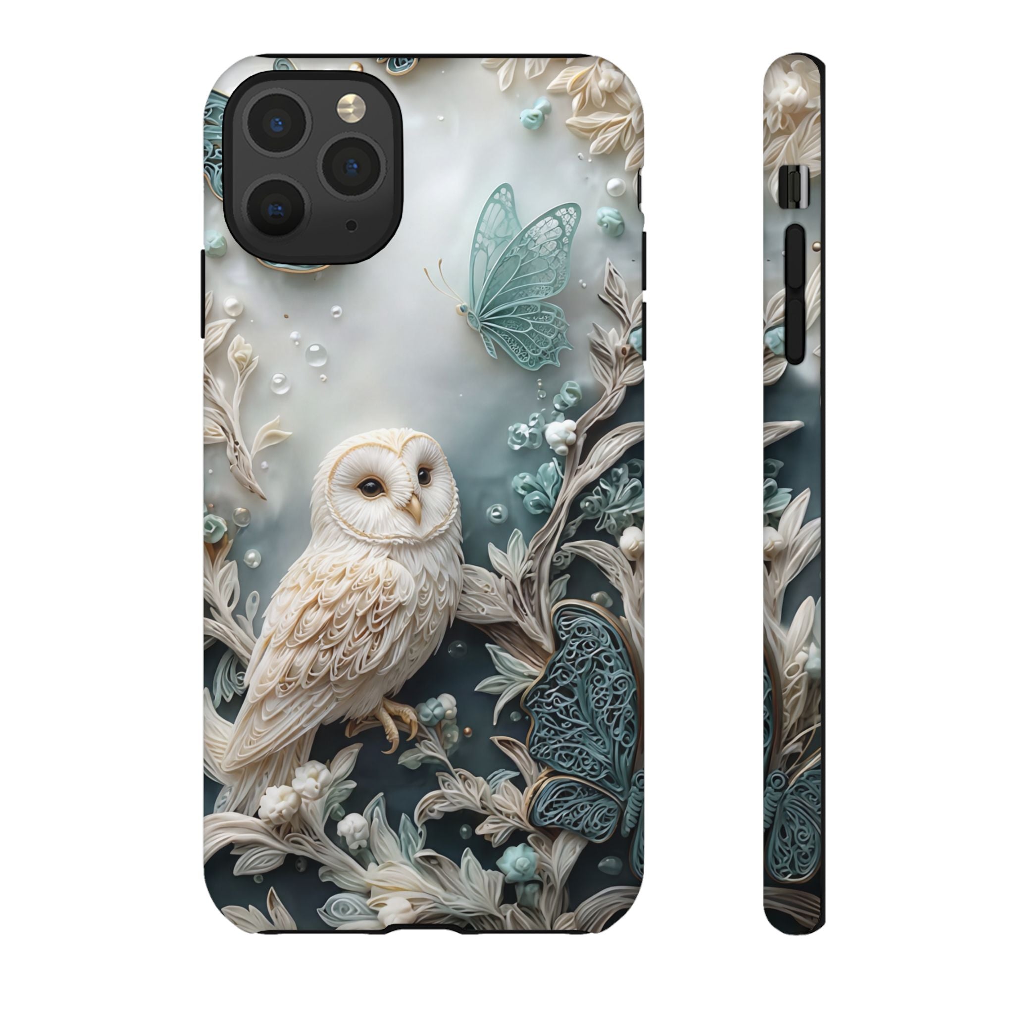Barn Owl & Butterflies Tough iPhone Case