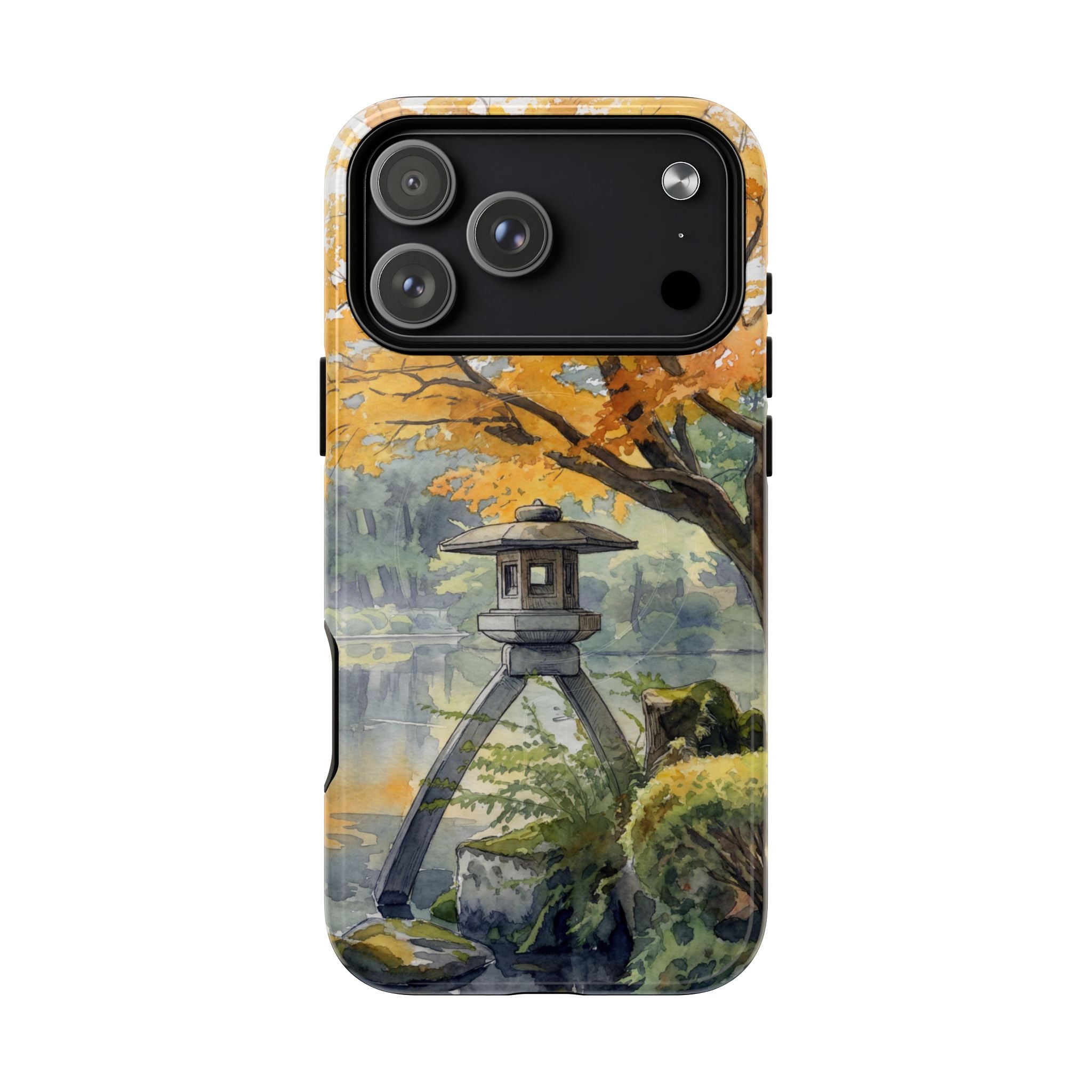 Autumn Japanese Garden MagSafe iPhone Case | Scenic Lantern Fall