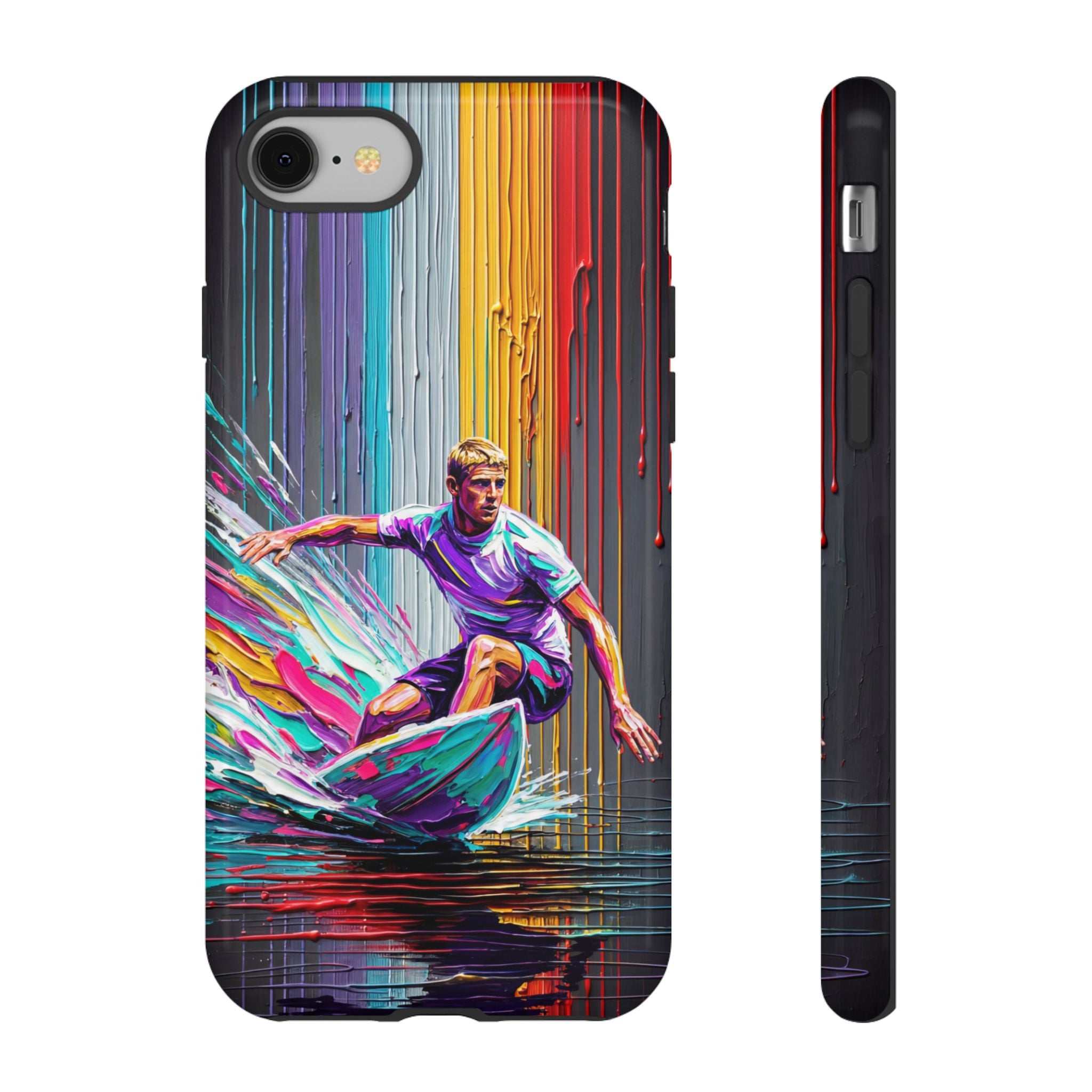 Surfing Art iPhone Case | Colourful Wave Surfer Protective Cover