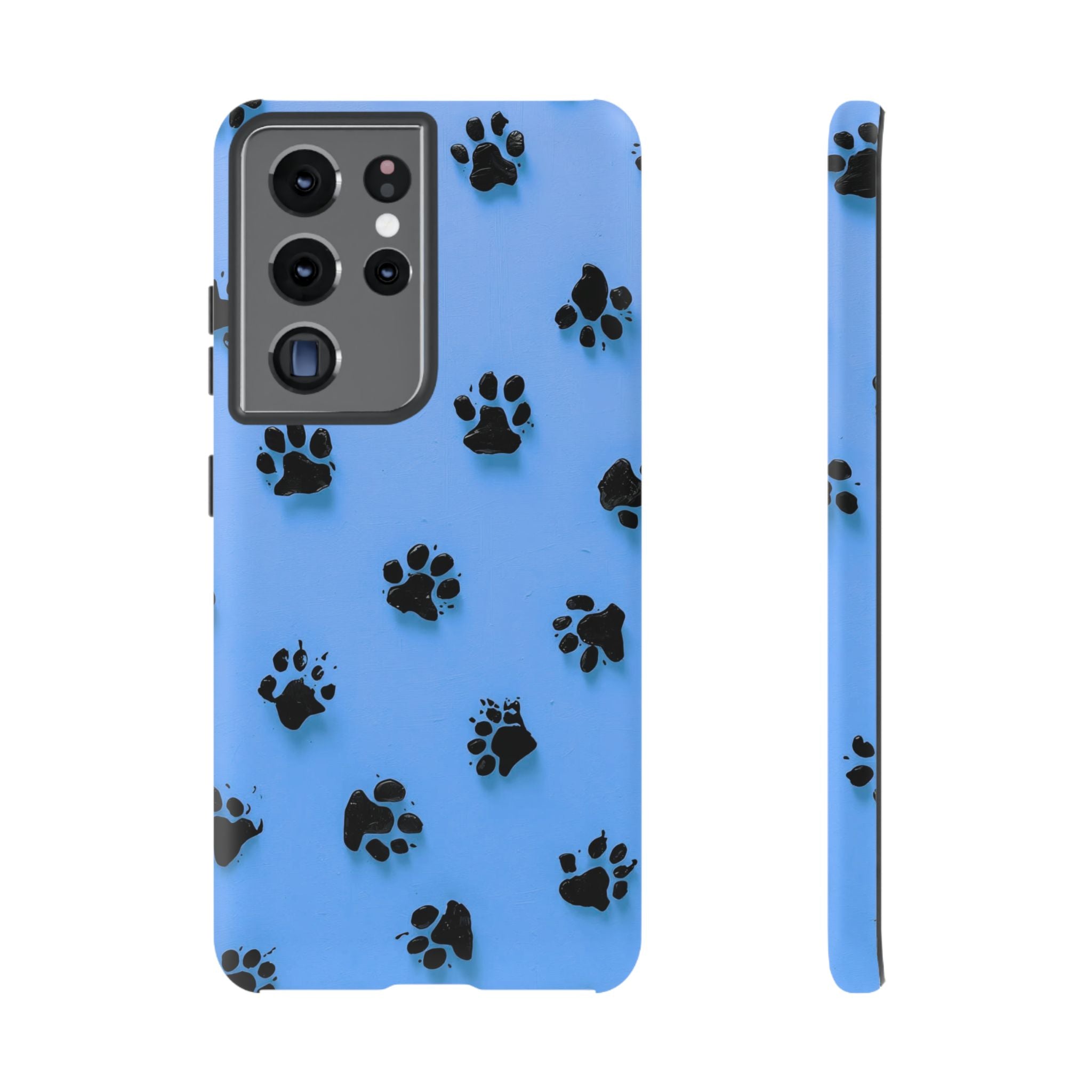Blue Paw Print Tough Samsung Galaxy Case — Protective Dog & Cat Lover Cover