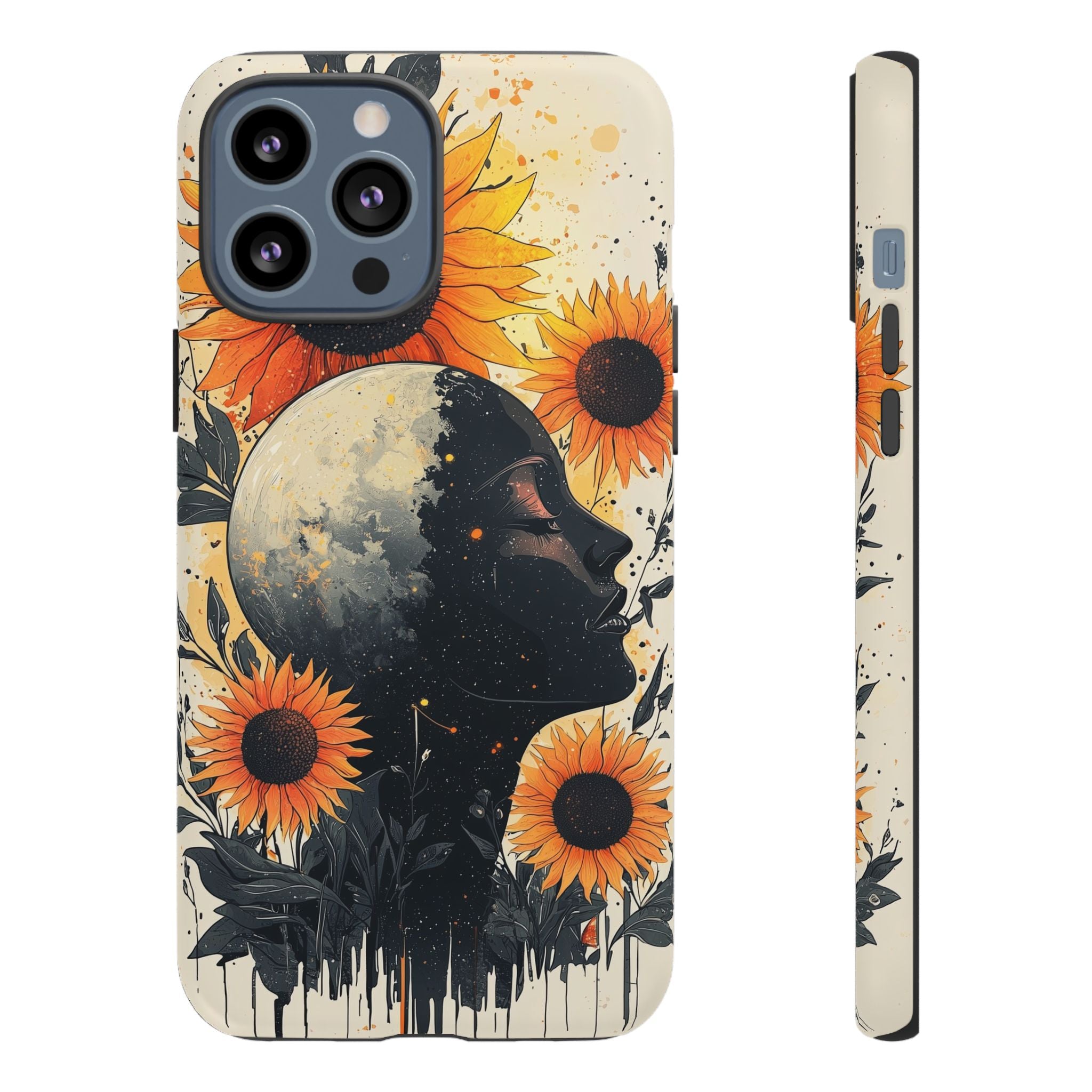 Sunflower Moon Art iPhone Case | Floral Celestial