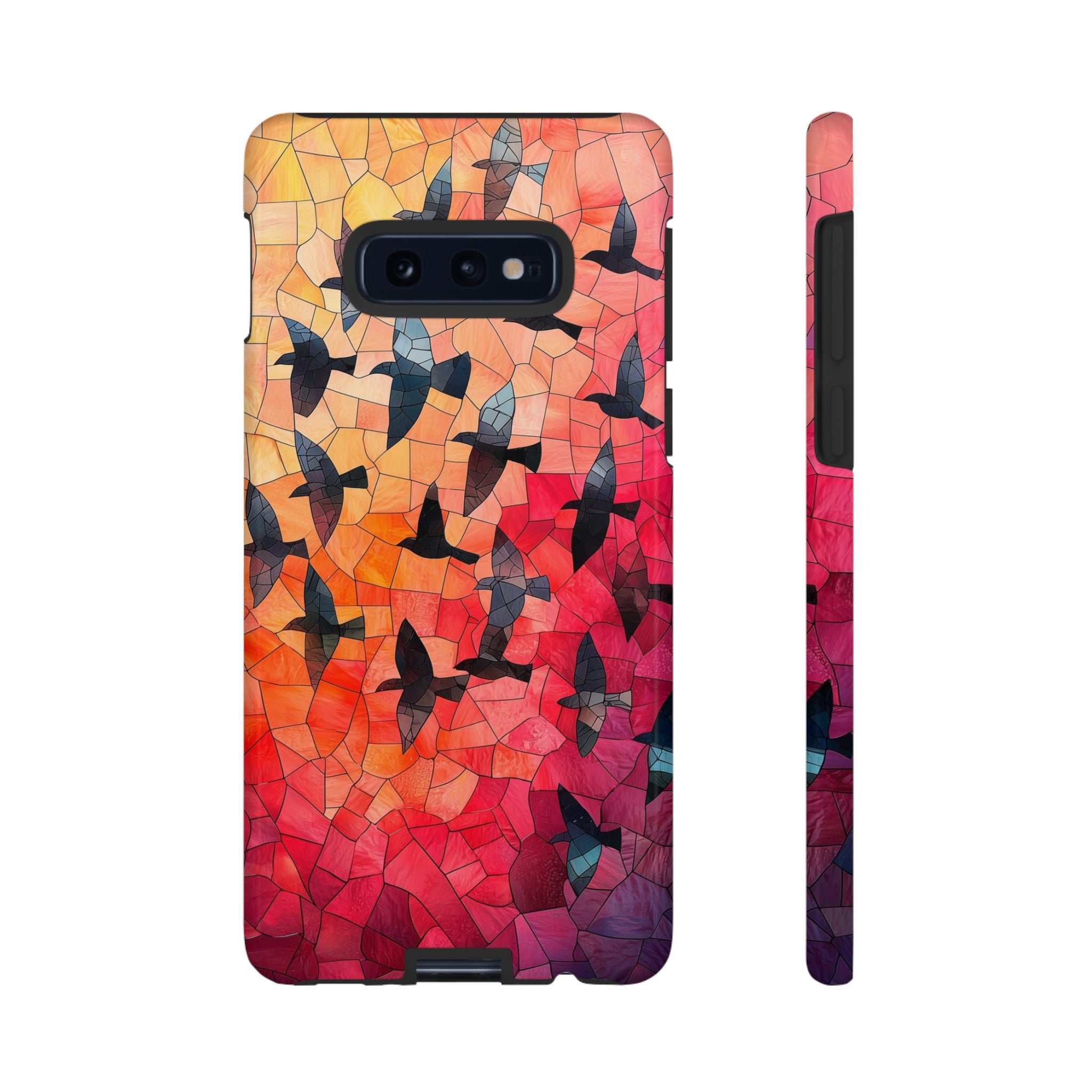 Stained Glass Mosaic Sunset Birds Samsung Galaxy Case