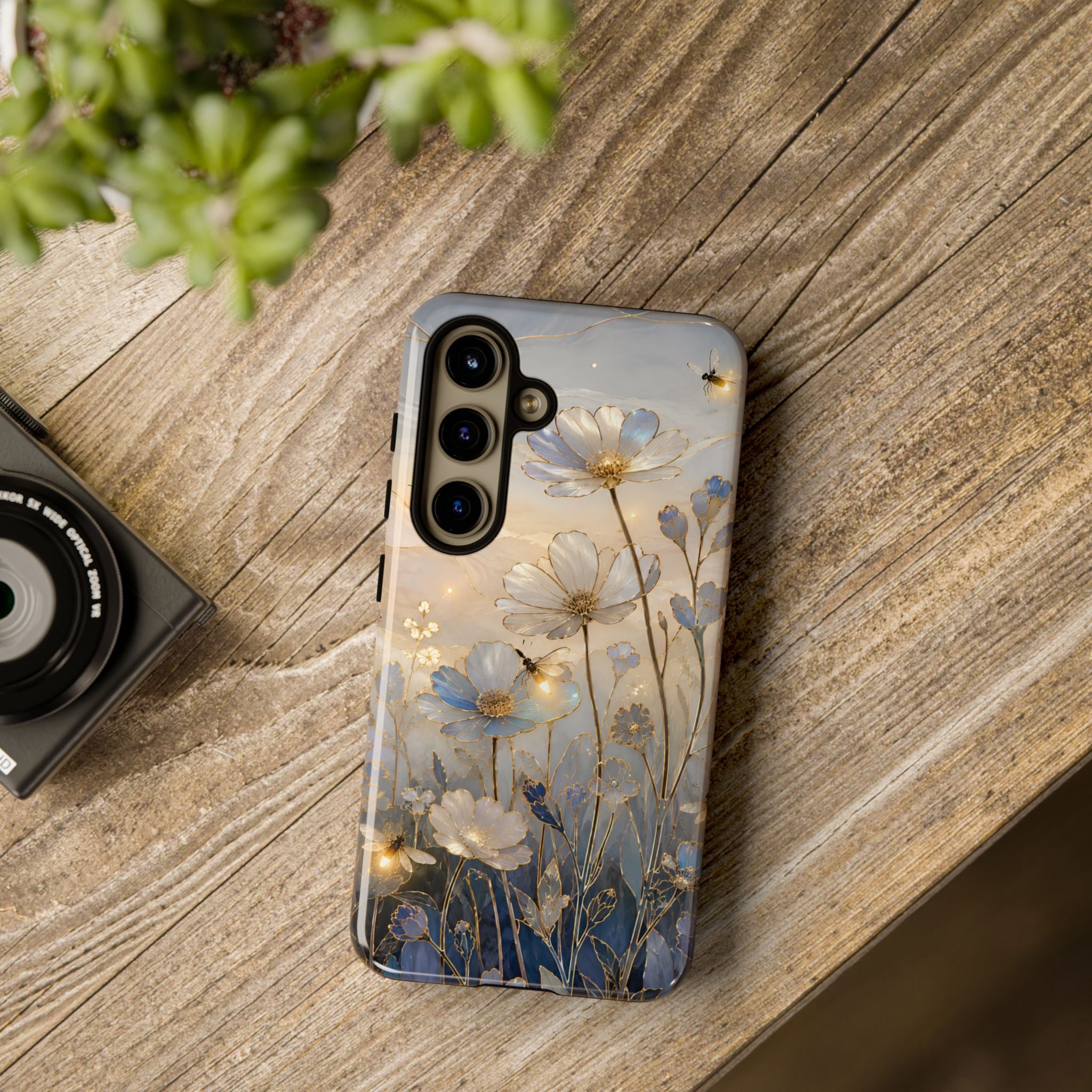 Moonlit Wildflower Samsung Galaxy Phone Case | Firefly Meadow Art Cover