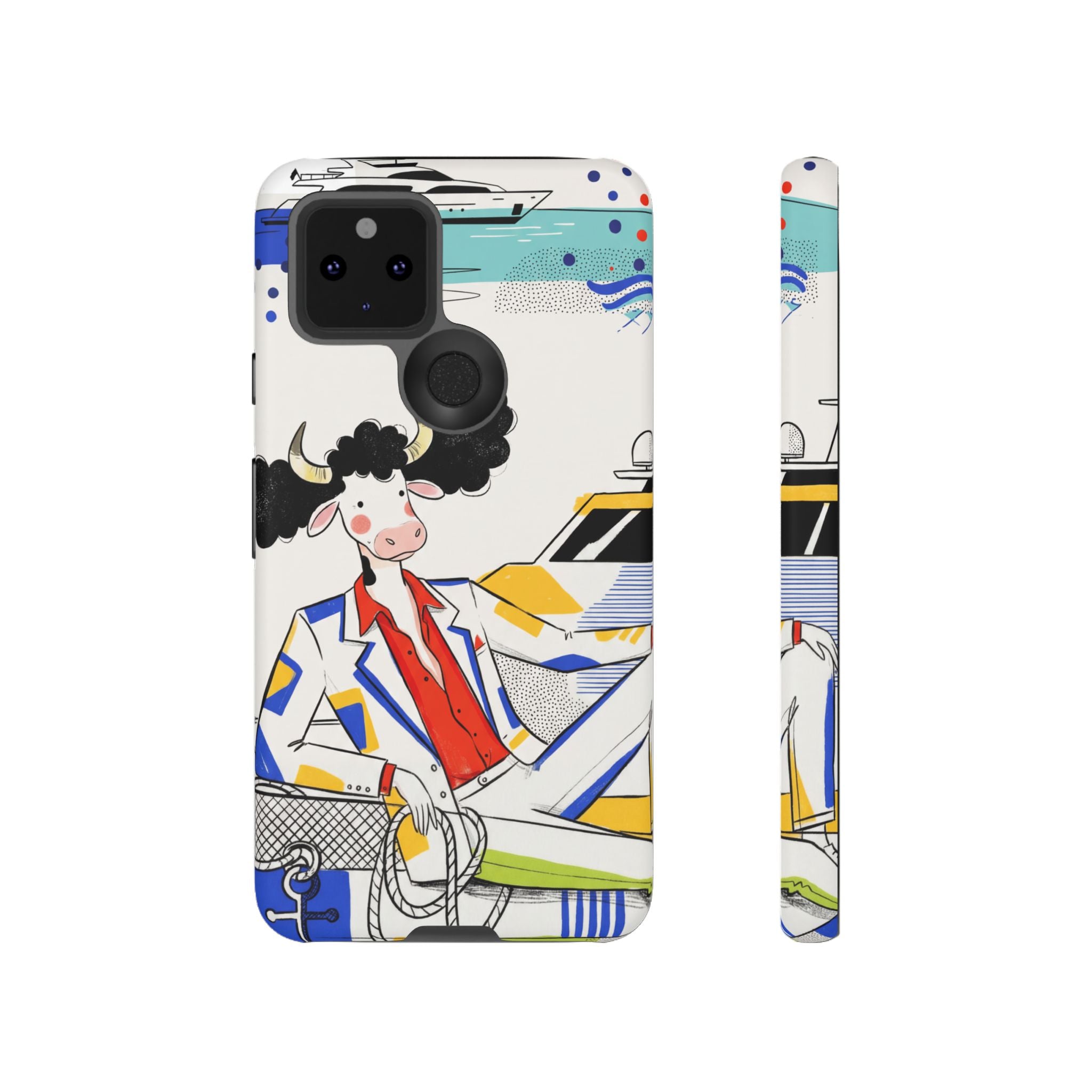 Nautical Cow Graphic Protective Google Pixel Phone Case