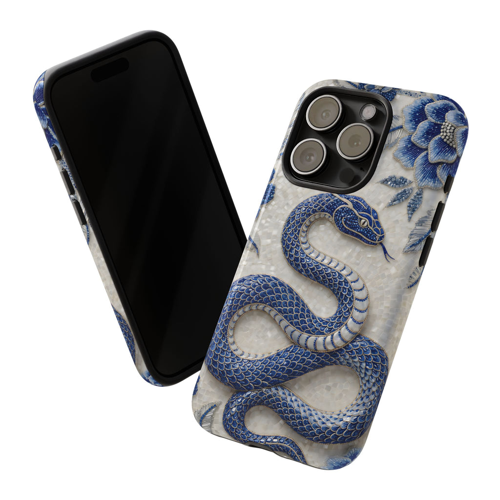 Asian Zodiac Snake iPhone Case | Blue & White Porcelain Slim Shockproof Case | Year of the Snake