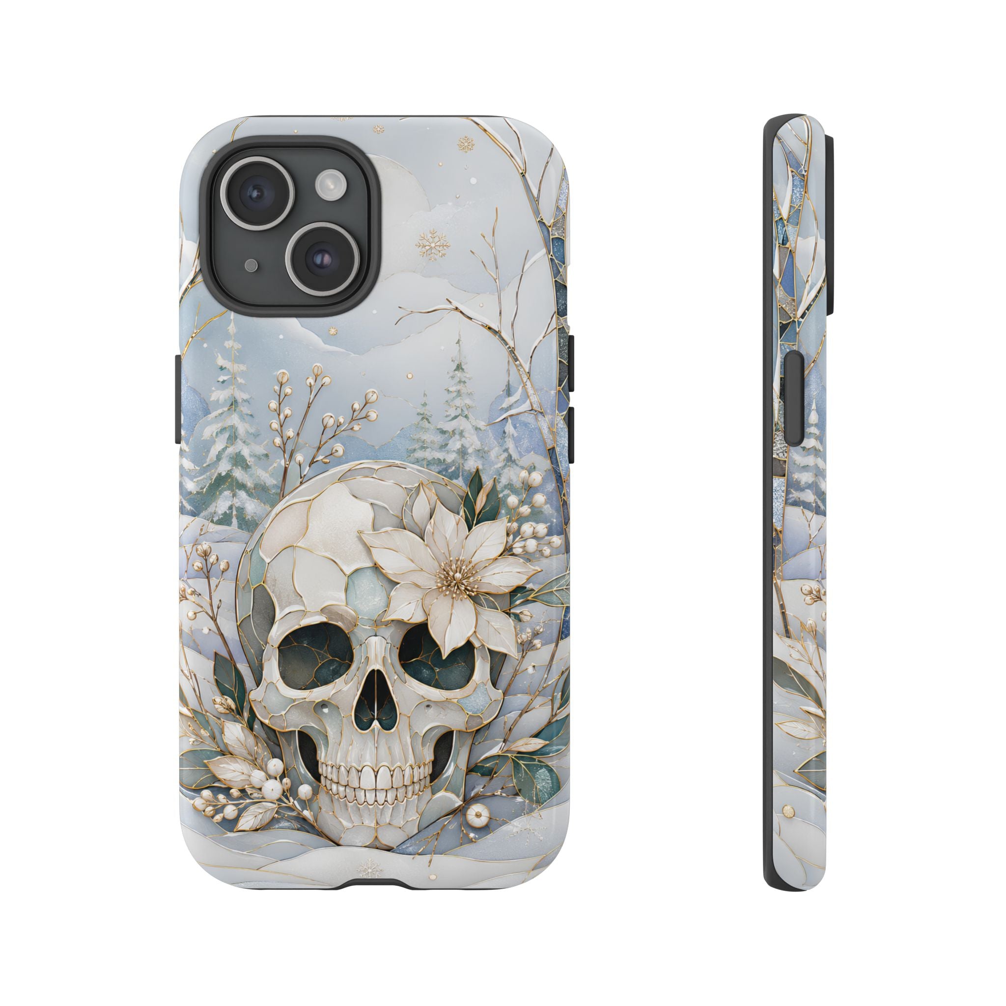 Gothic Skull iPhone Case | Winter Floral iPhone Case