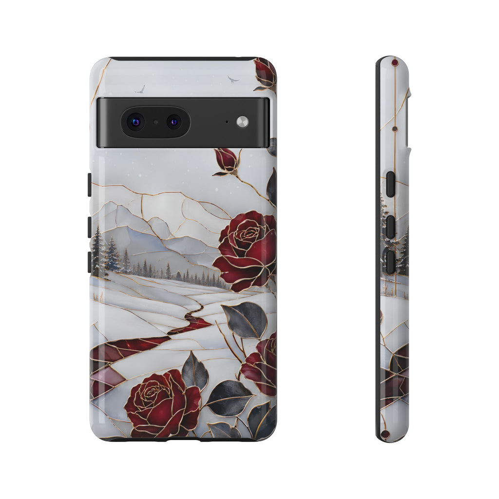 Winter Rose Google Pixel Phone Case | Red Floral Phone Case