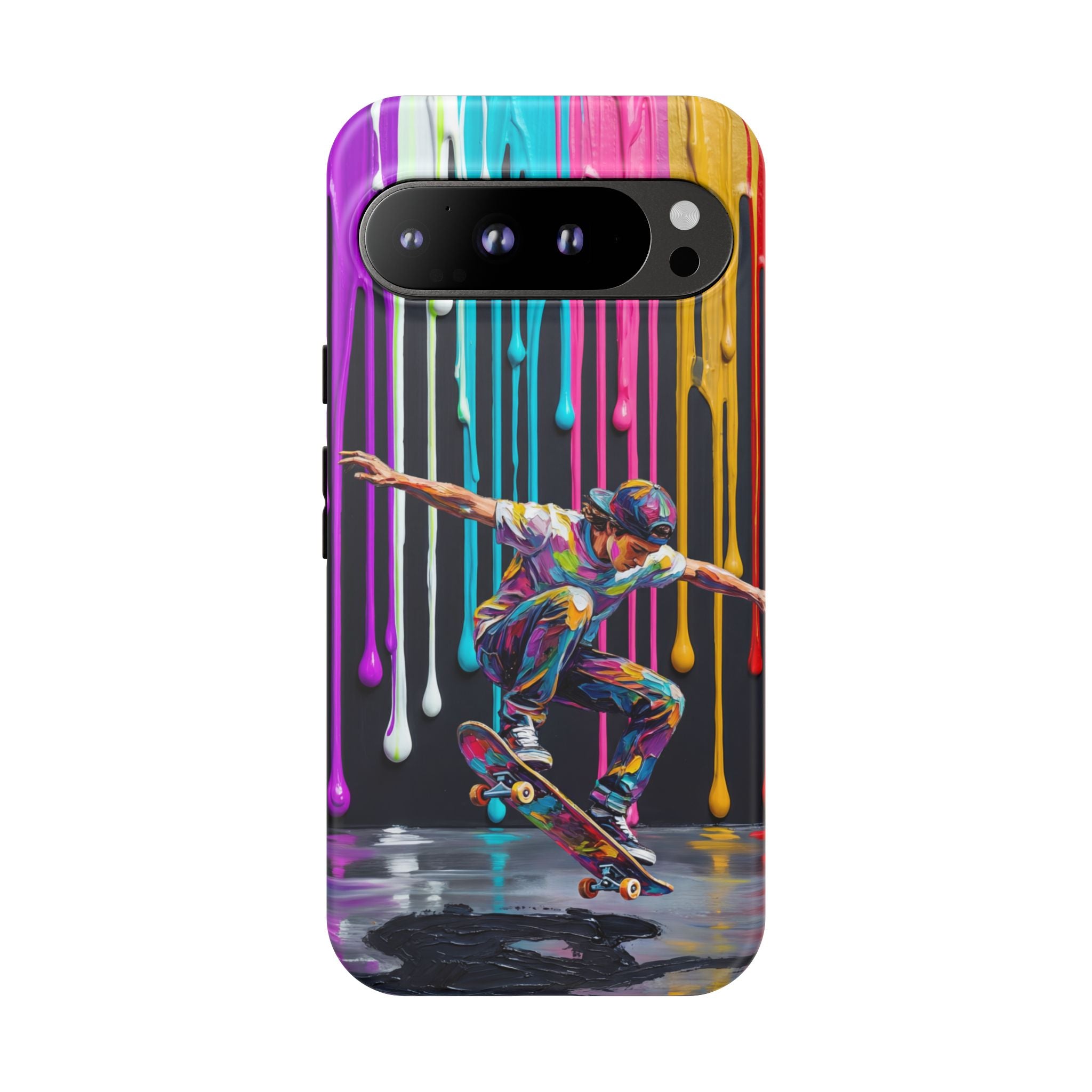 Colourful Drip Art Skateboarder Splash Google Pixel Phone Case