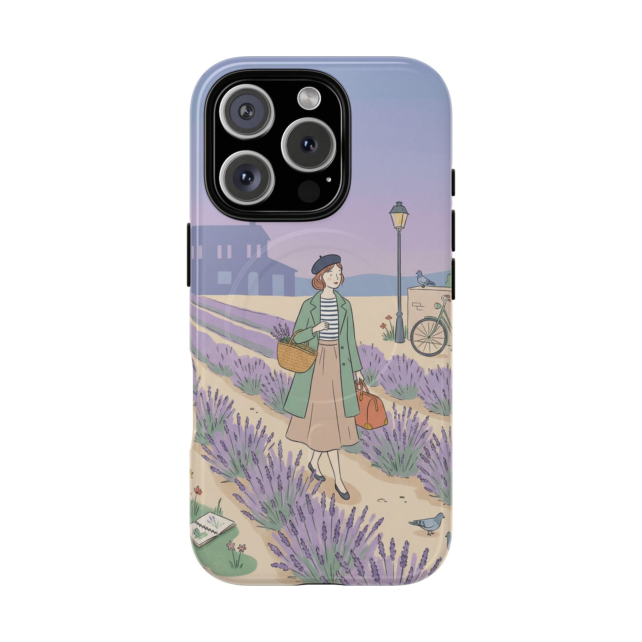 Lavender Field MagSafe iPhone Case | Vintage Travel Illustration Protective Case
